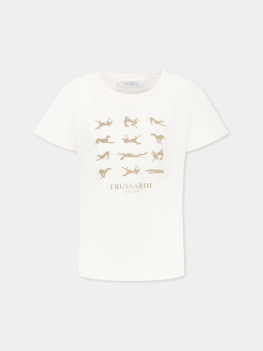 T-shirt ivoire pour enfants avec logo