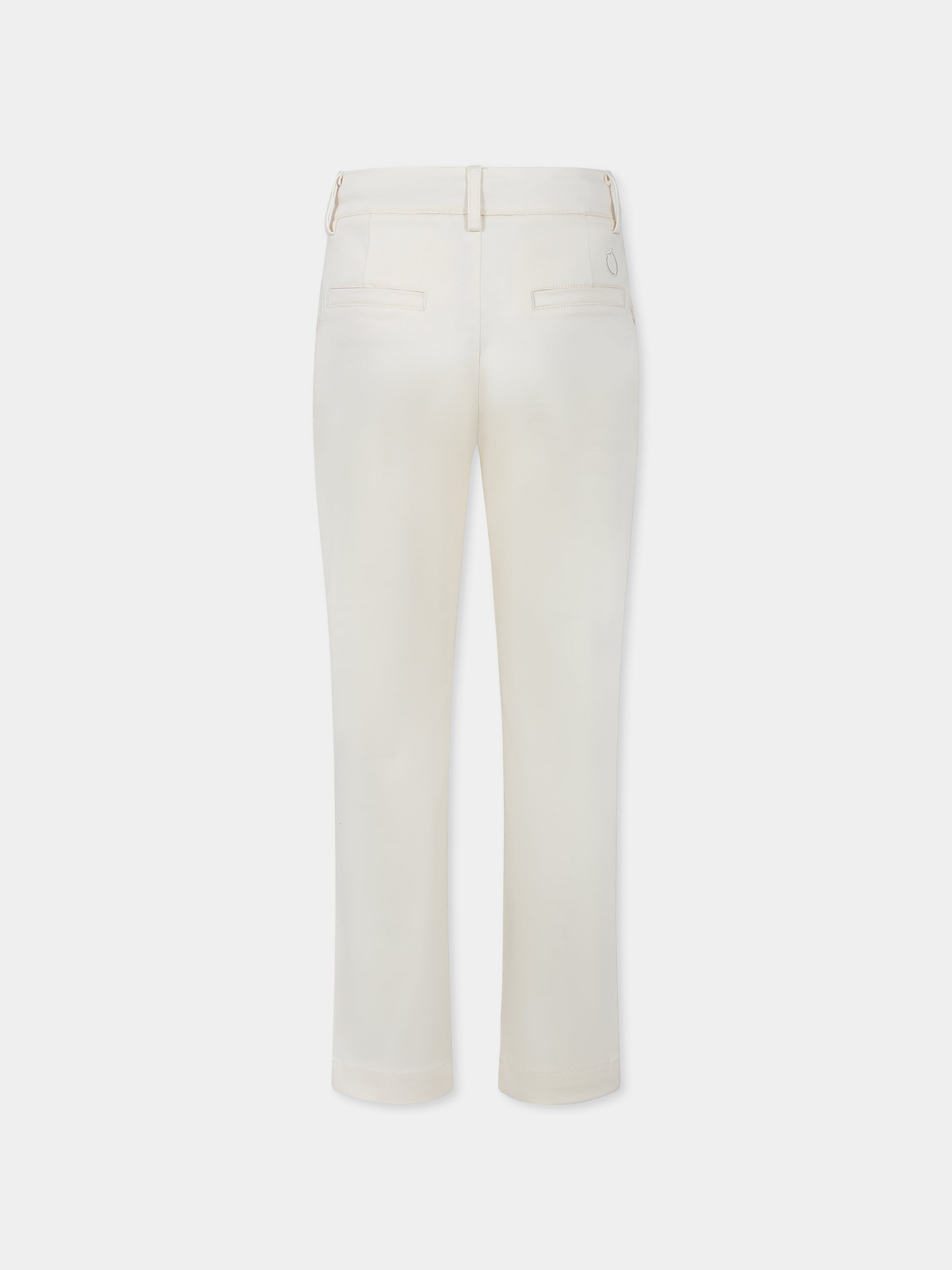 Pantaloni avorio per bambino con logo,Trussardi Junior,TBP25095PA BUTTER