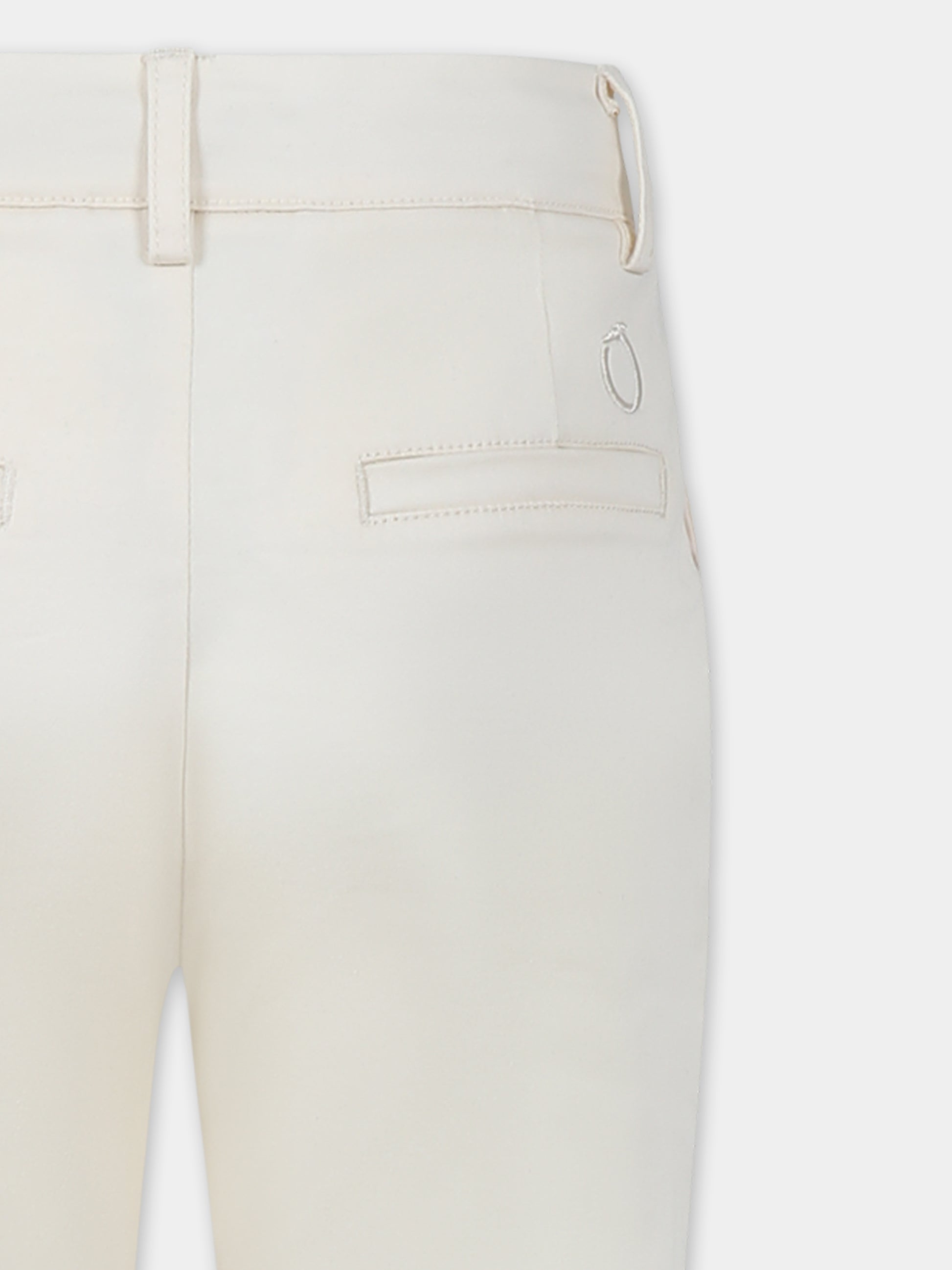 Pantaloni avorio per bambino con logo,Trussardi Junior,TBP25095PA BUTTER