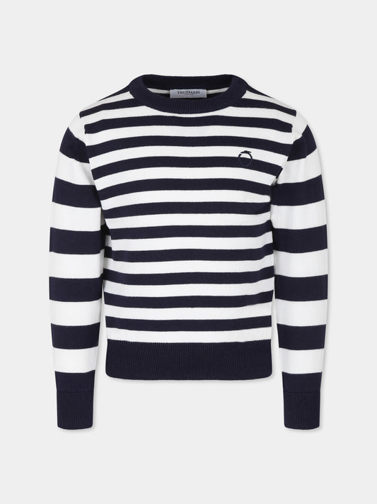 Maglione bianco per bambino con logo,Trussardi Junior,TBP25109MA WHITE