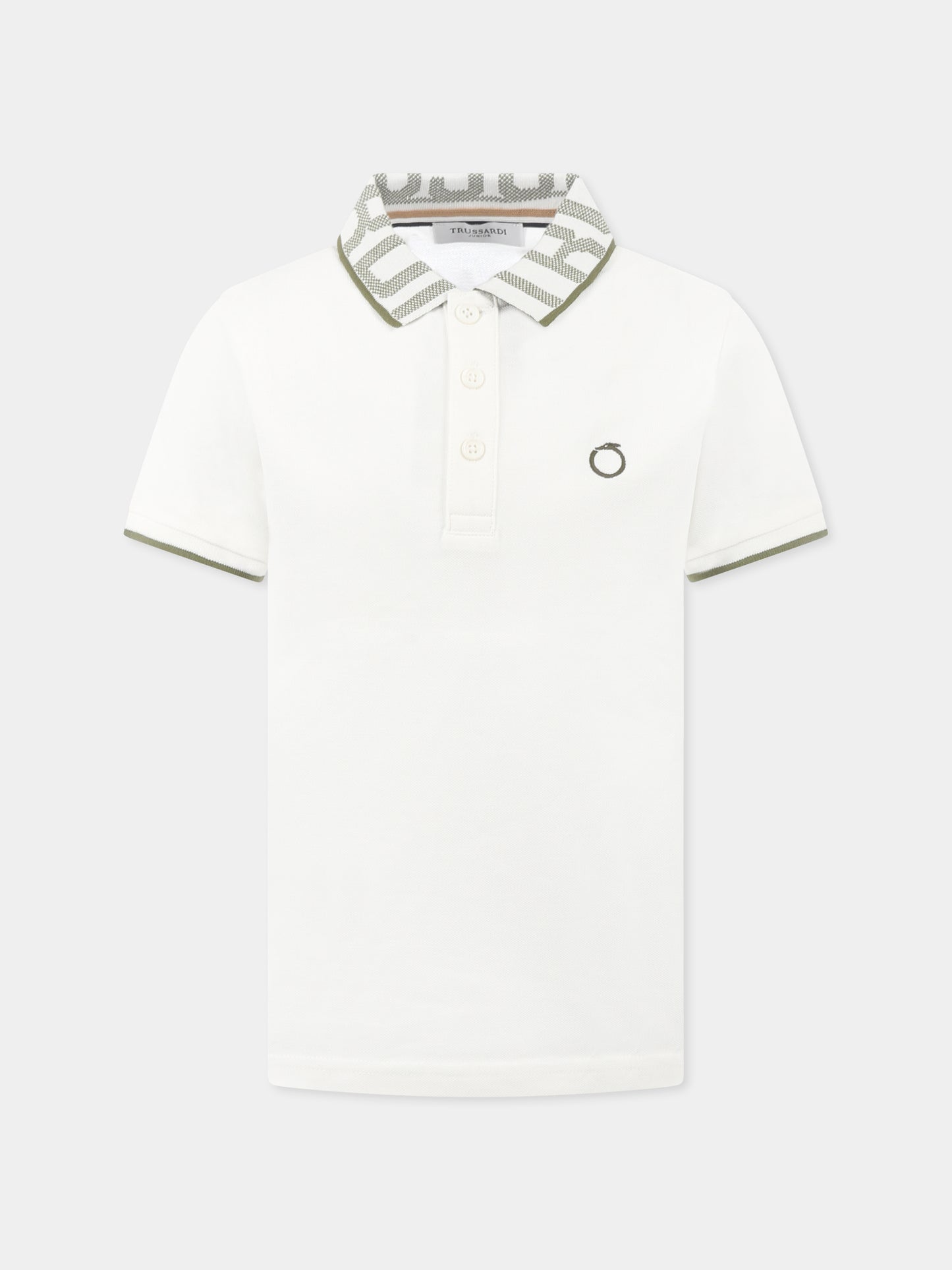 Polo bianca per bambino con logo,Trussardi Junior,TBP25122PO OFF-WHITE