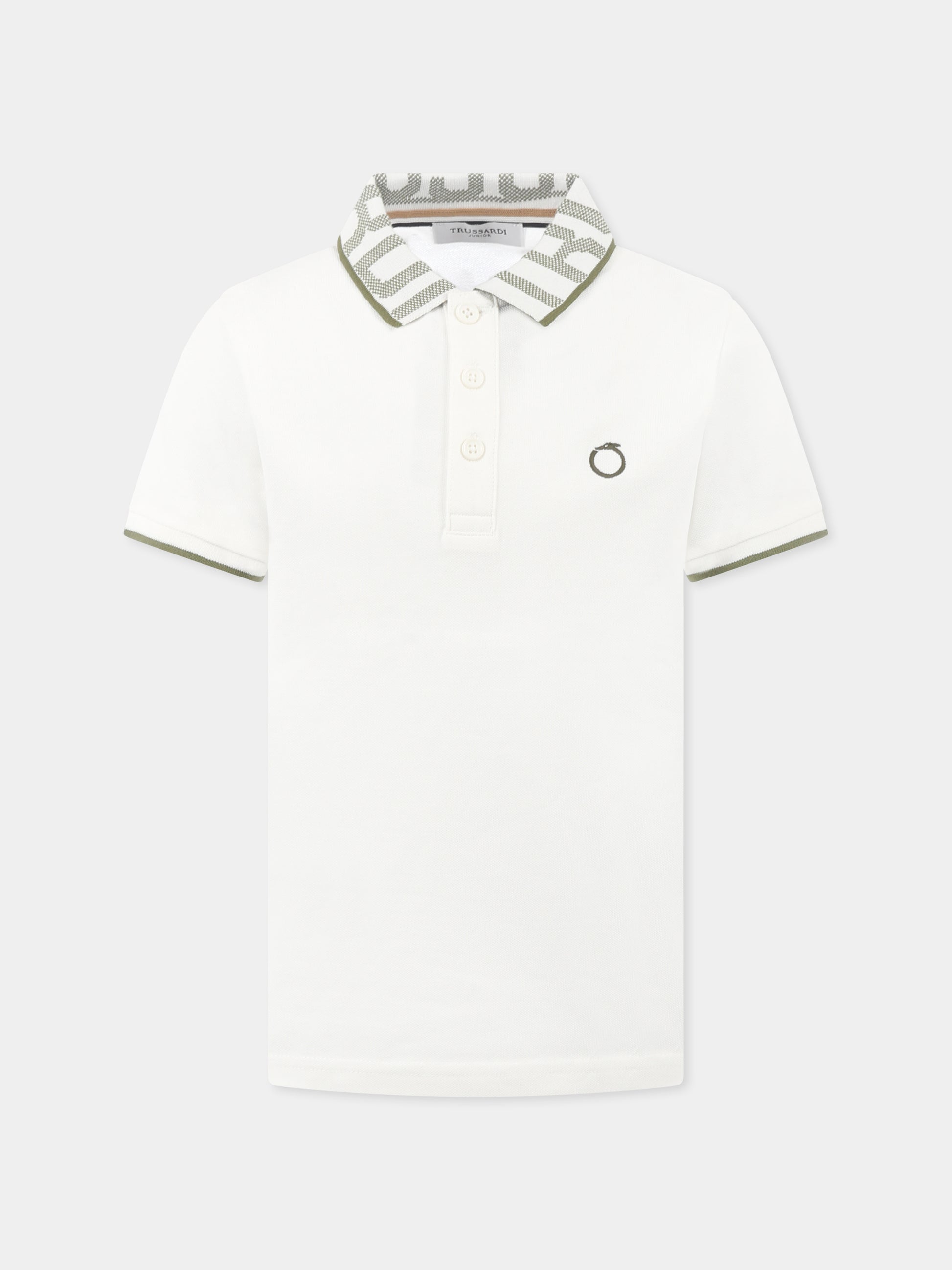 Polo bianca per bambino con logo,Trussardi Junior,TBP25122PO OFF-WHITE