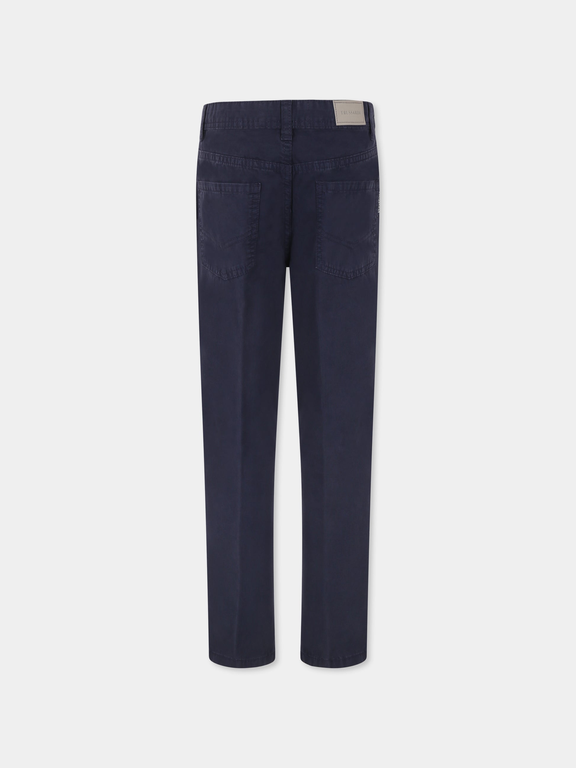 Pantaloni blu per bambino con logo,Trussardi Junior,TBP25134PA BLUE NAVY