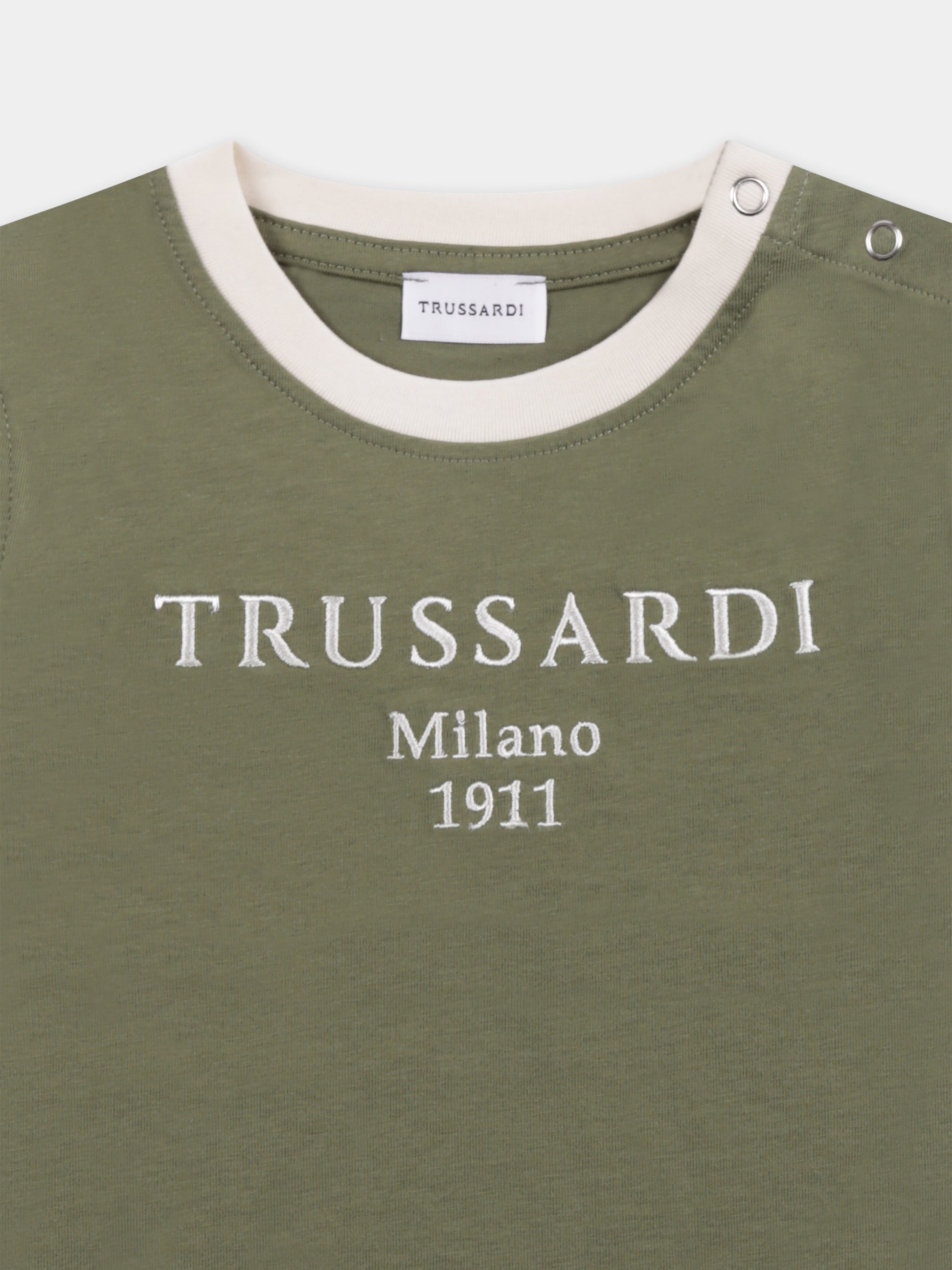 T-shirt verde per neonato con logo,Trussardi Junior,TIP25033TS GREEN ALOE