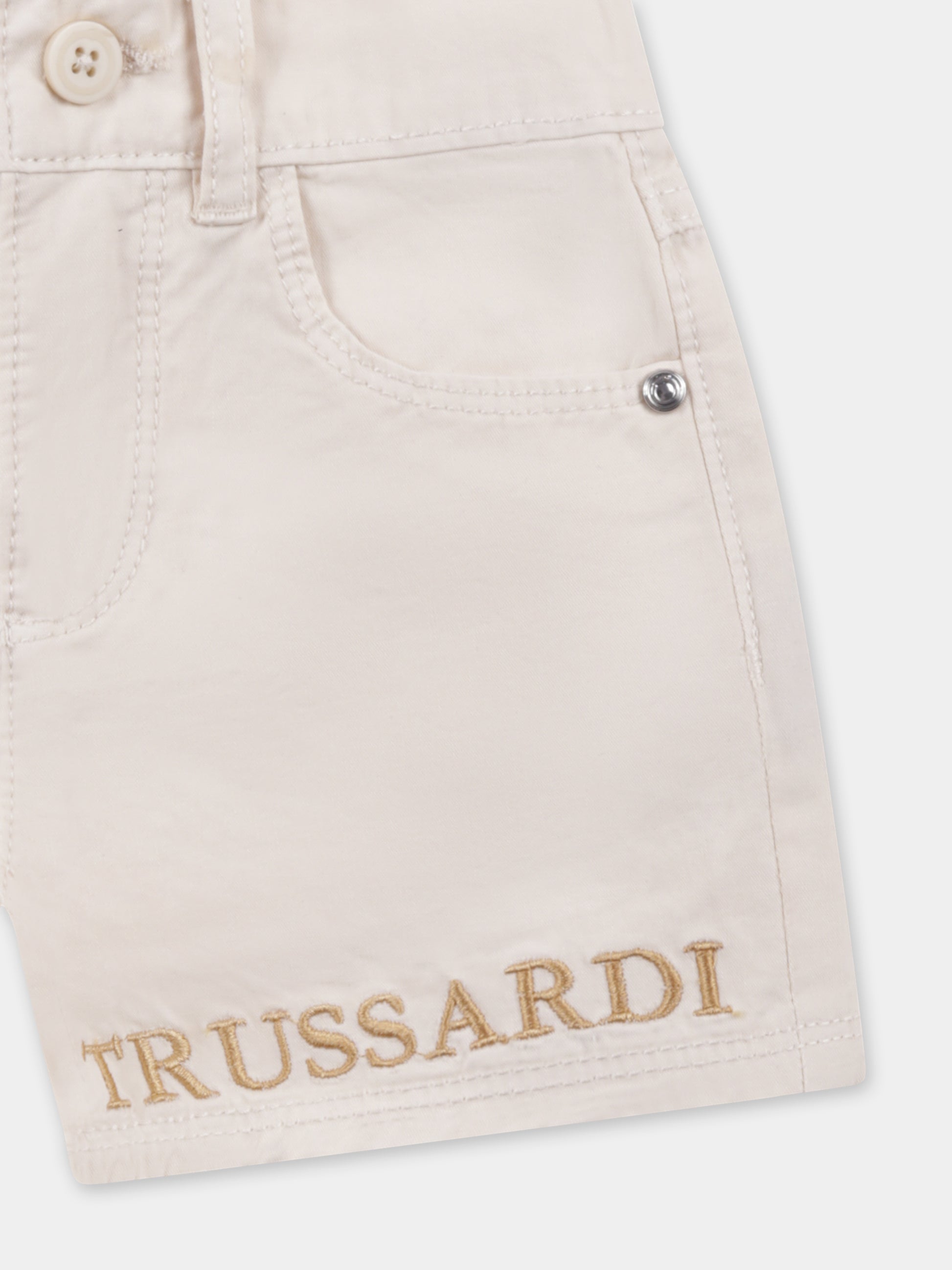 Shorts avorio per neonato con logo,Trussardi Junior,TIP25041BE BUTTER