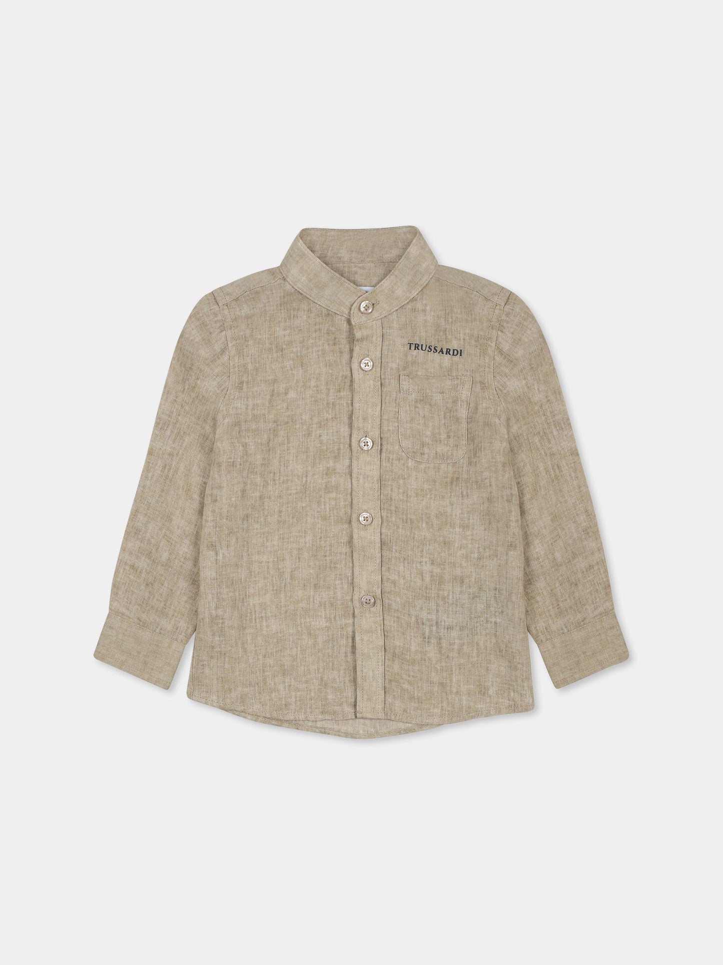Camicia beige per neonato con logo,Trussardi Junior,TIP25042CA BEIGE LIGHT