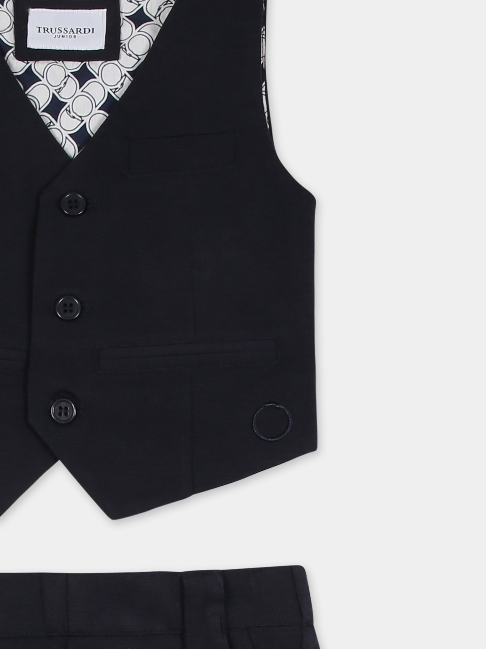 Completo blu per neonato con logo,Trussardi Junior,TIP25048JP BLUE NAVY