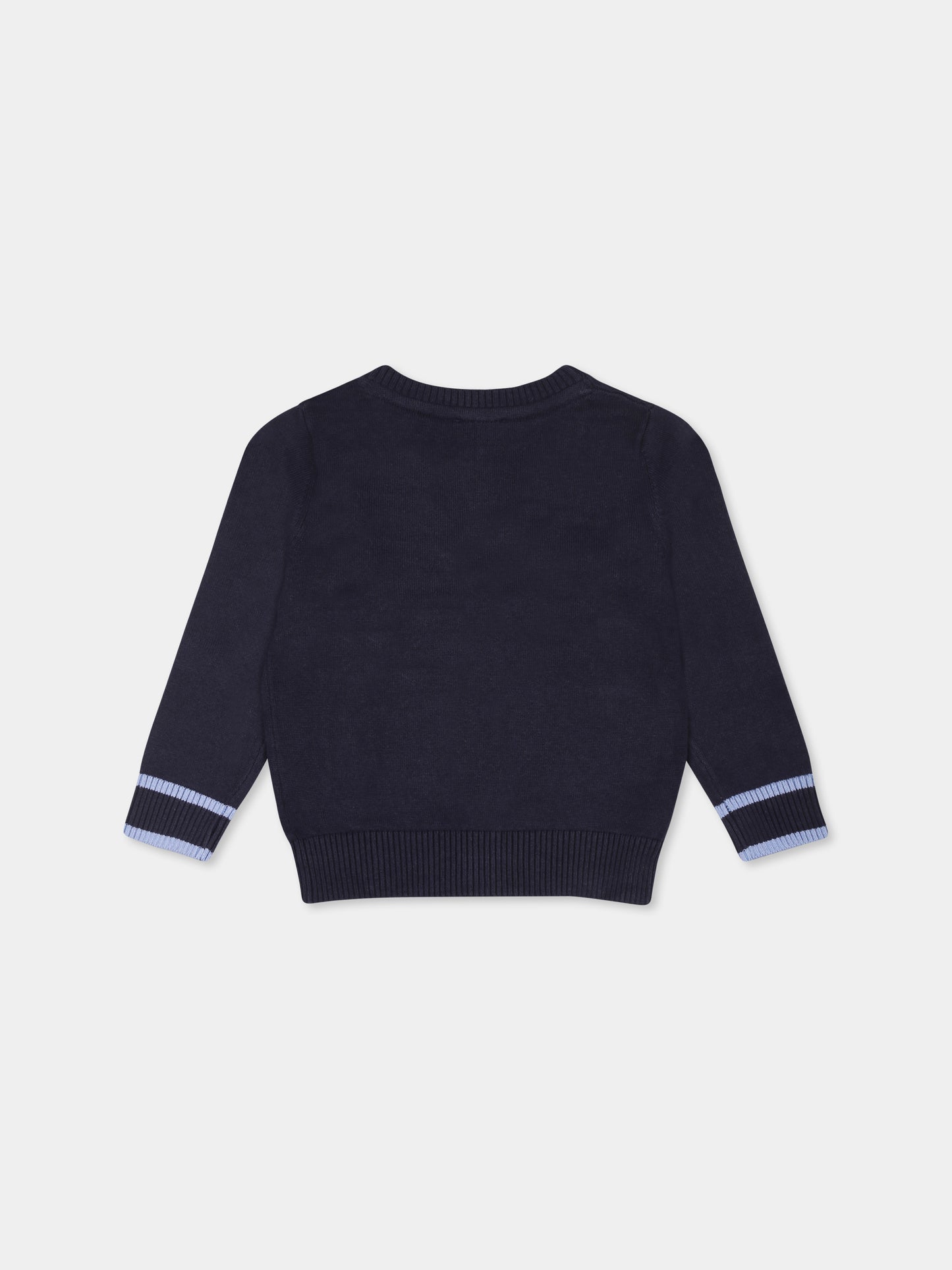 Cardigan blu per neonato con logo,Trussardi Junior,TIP25049CD BLUE NAVY