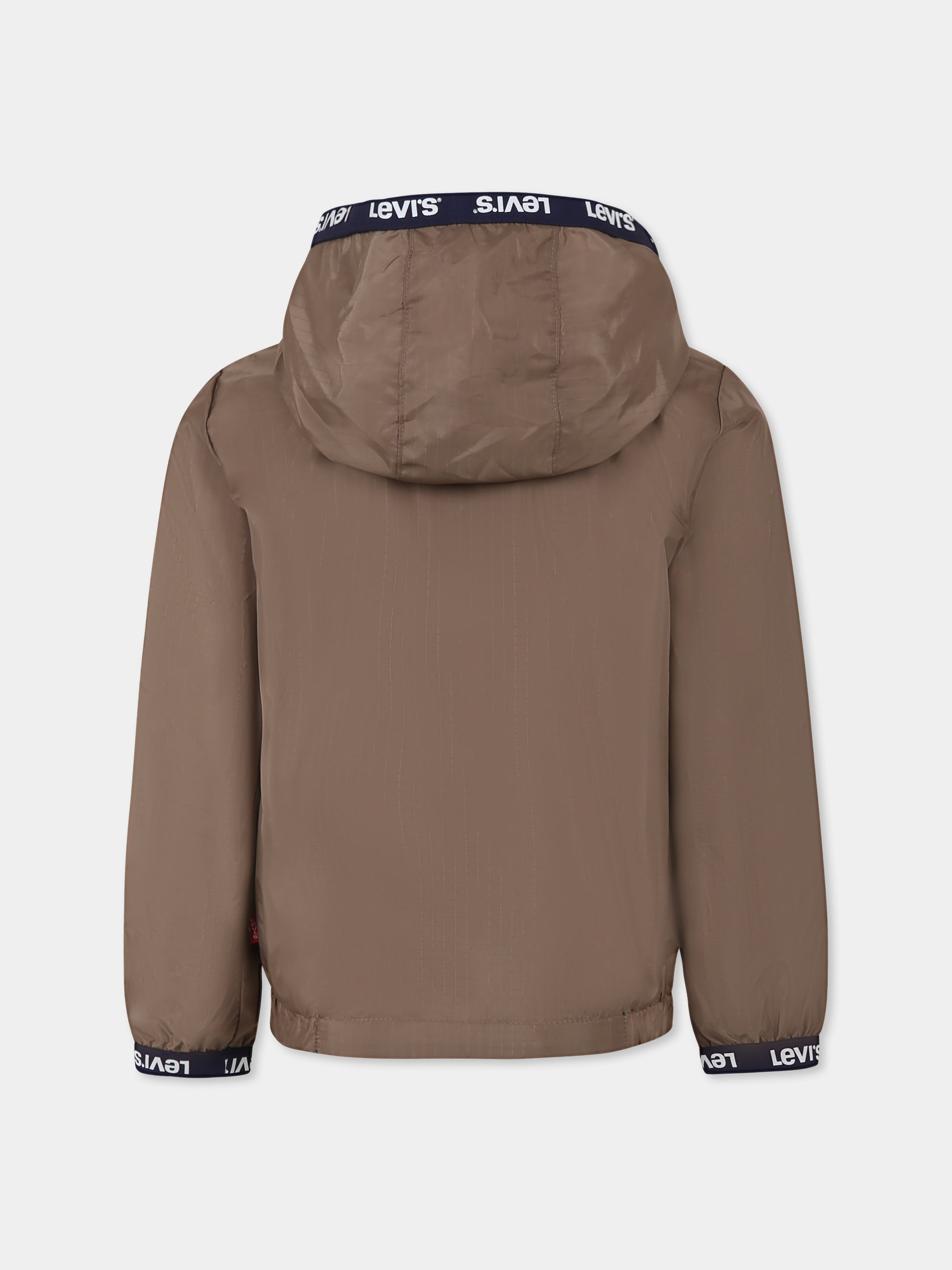 Giacca a vento reversibile beige per bambino con logo,Levi's Kids,8EK398 X9M