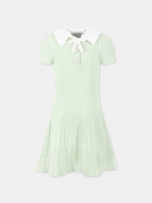 Vestito verde per bambina con fiocco,Self-portrait,SS25-702S-G