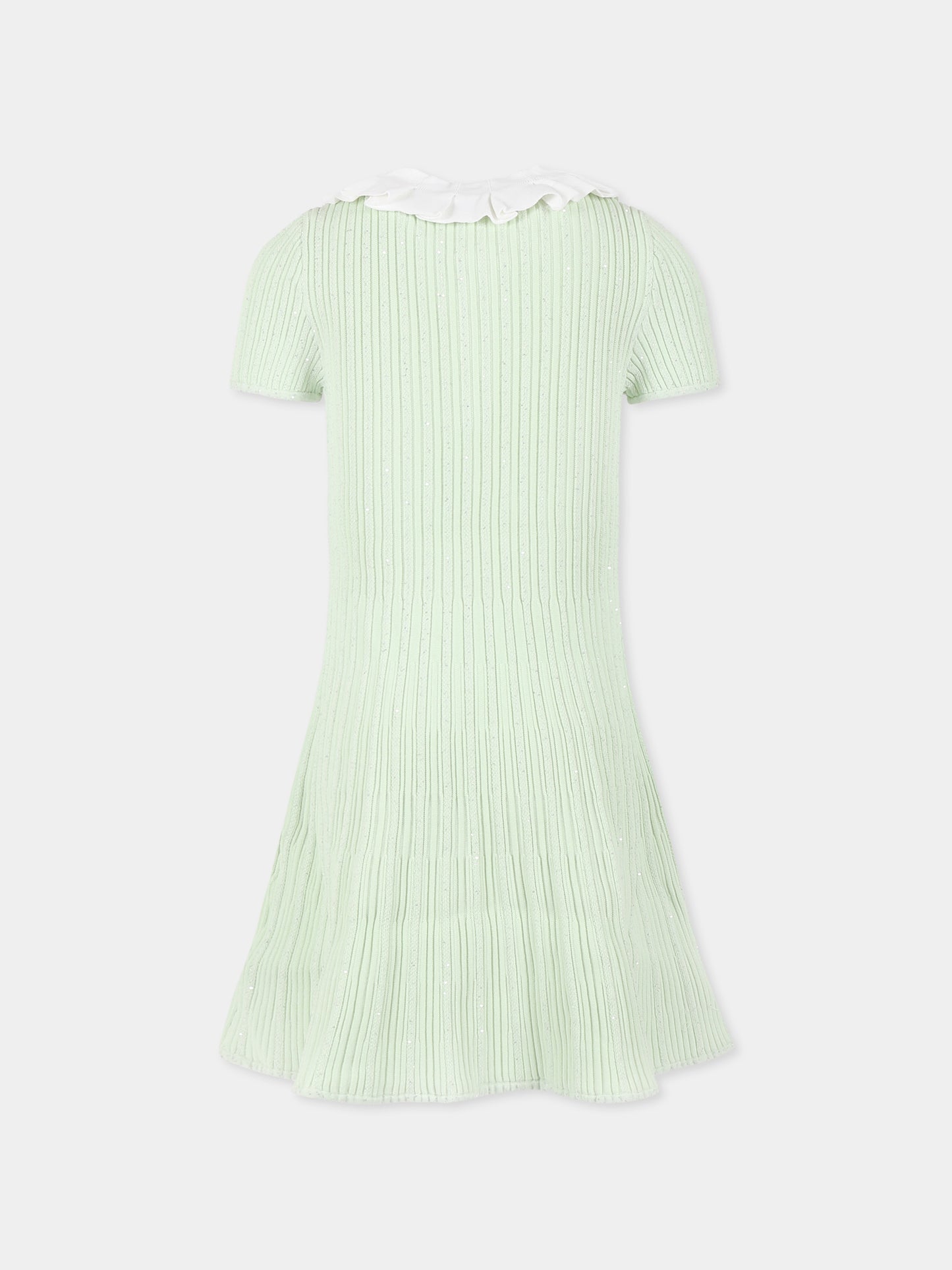 Vestito verde per bambina con fiocco,Self-portrait,SS25-702S-G