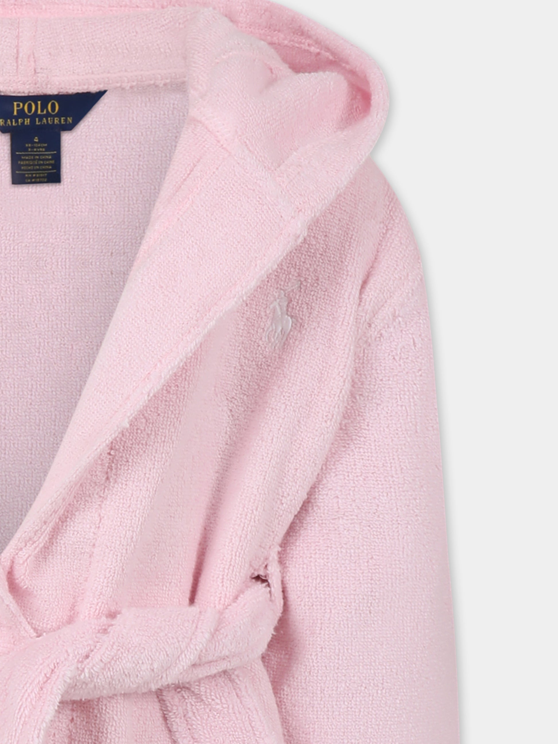 Accappatoio rosa per bambina con cavallino,Ralph Lauren Kids,2P0188 ADQ