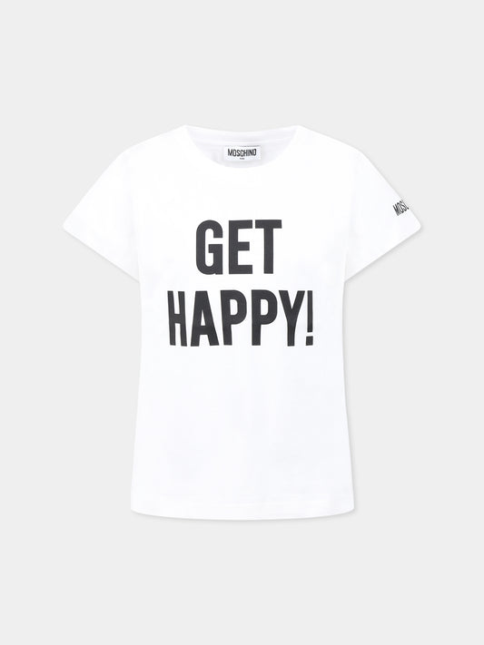 T-shirt blanc pour fille avec écriture