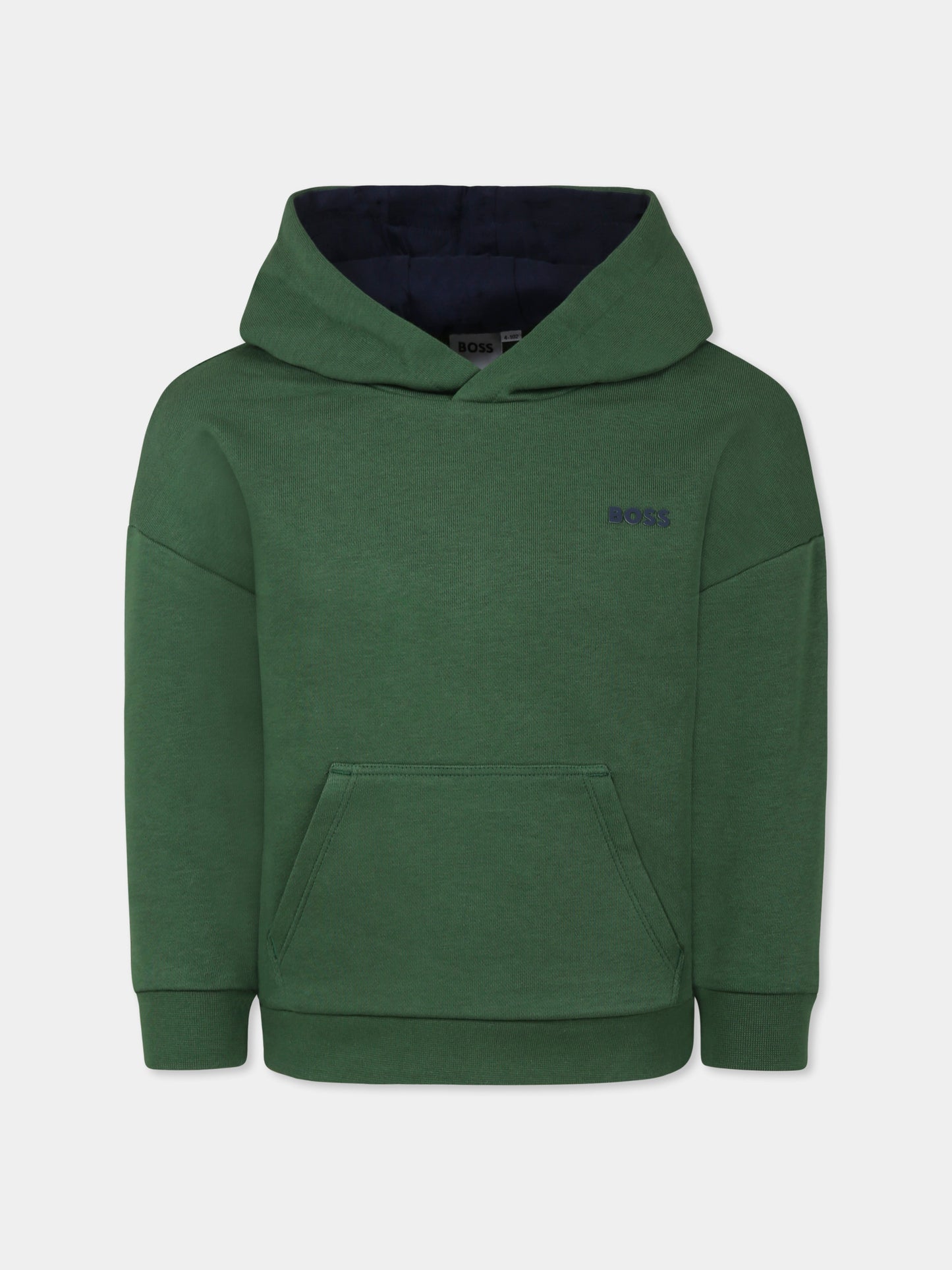 Felpa verde per bambino con logo,Boss,J50714 651