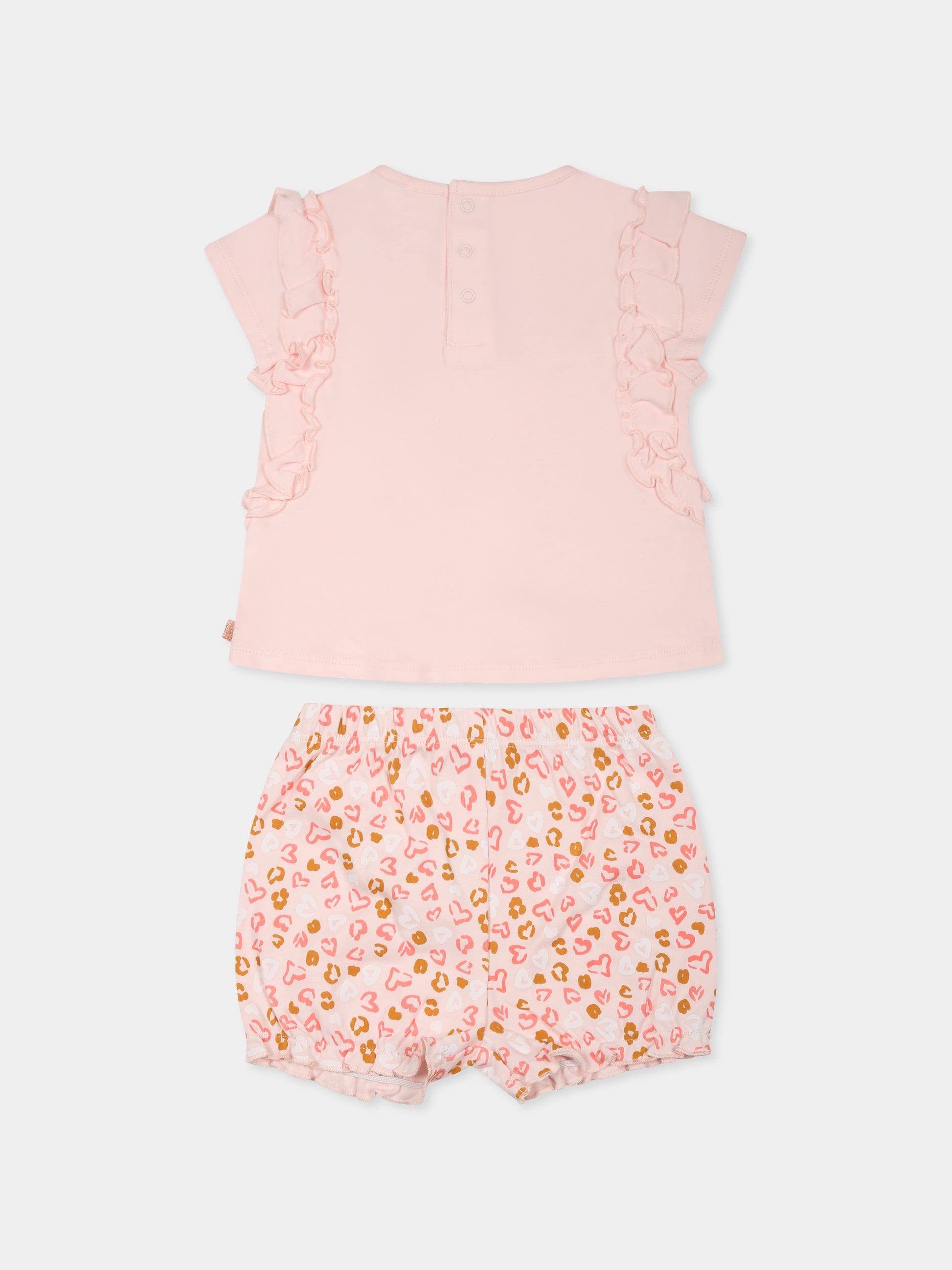 Completo rosa per neonata con cuori,Carrement Beau,Y30012 43B