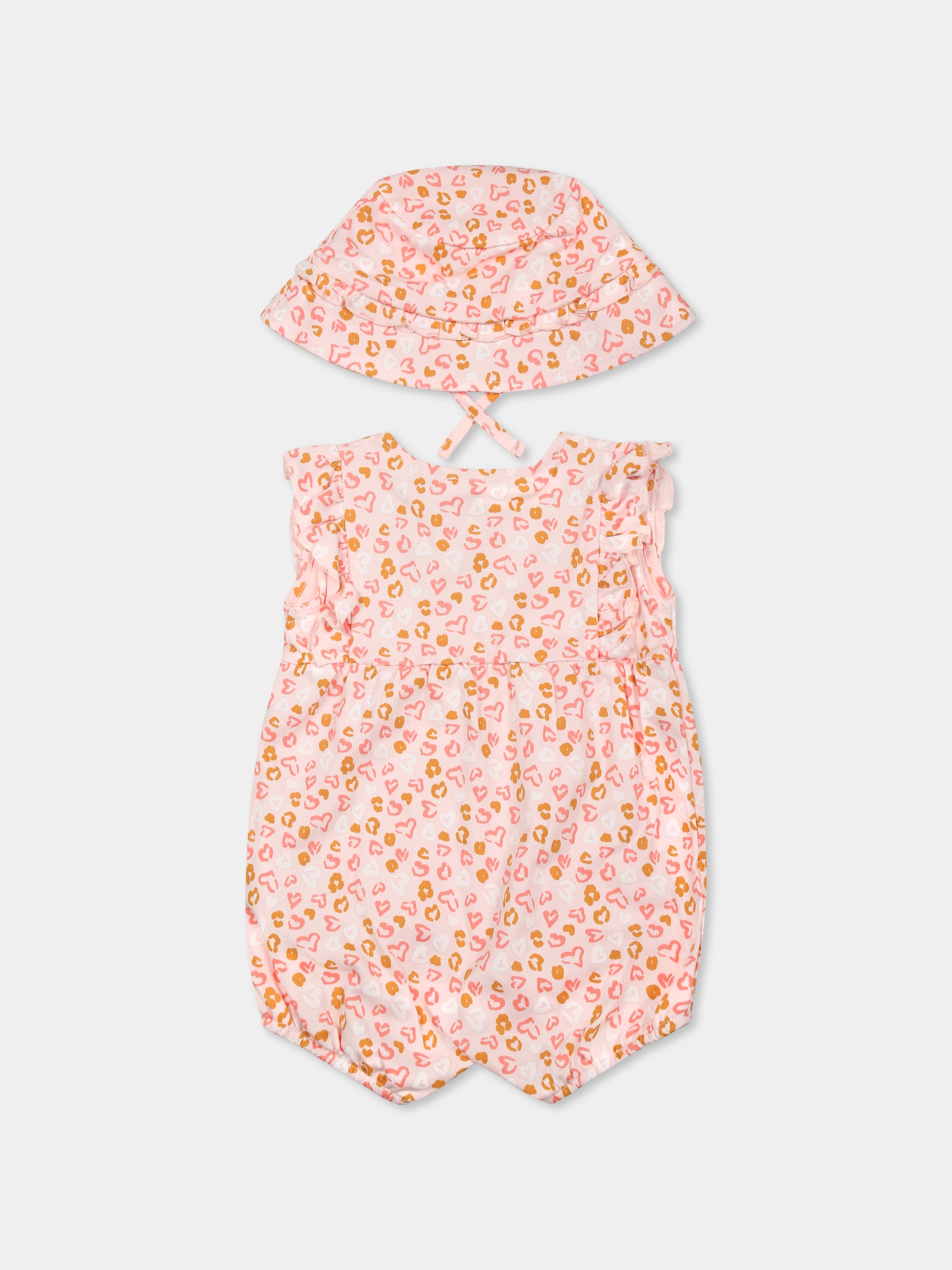 Set pagliaccetto rosa per neonata con cuori all over,Carrement Beau,Y30014 43B