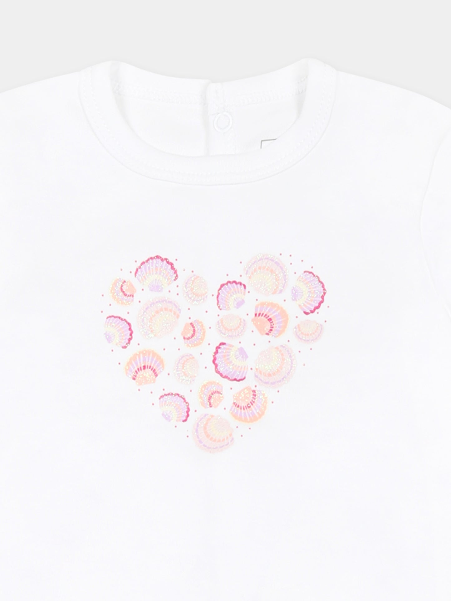 Tutina bianca per neoanta con cuore e conchiglie,Carrement Beau,Y30023 10P