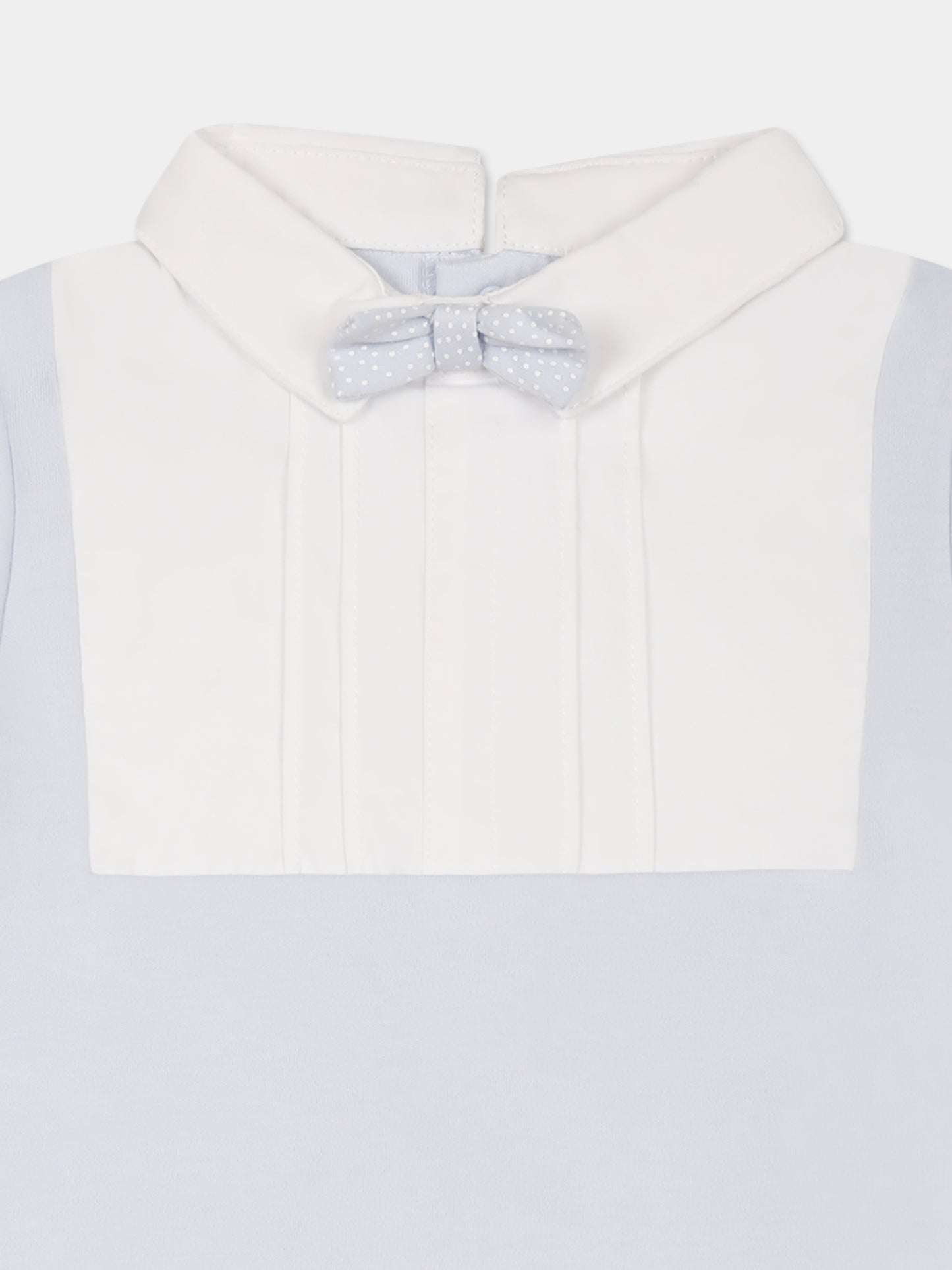 Barboteuse bleu clair pour bébé garçon avec noeud papillon