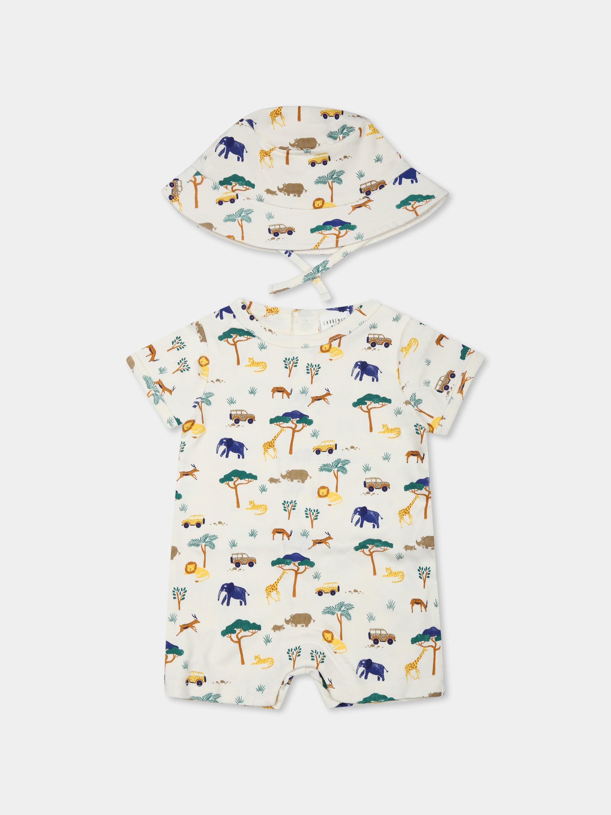 Set pagliaccetto giallo per neonato con stampa savana all over,Carrement Beau,Y30040 519