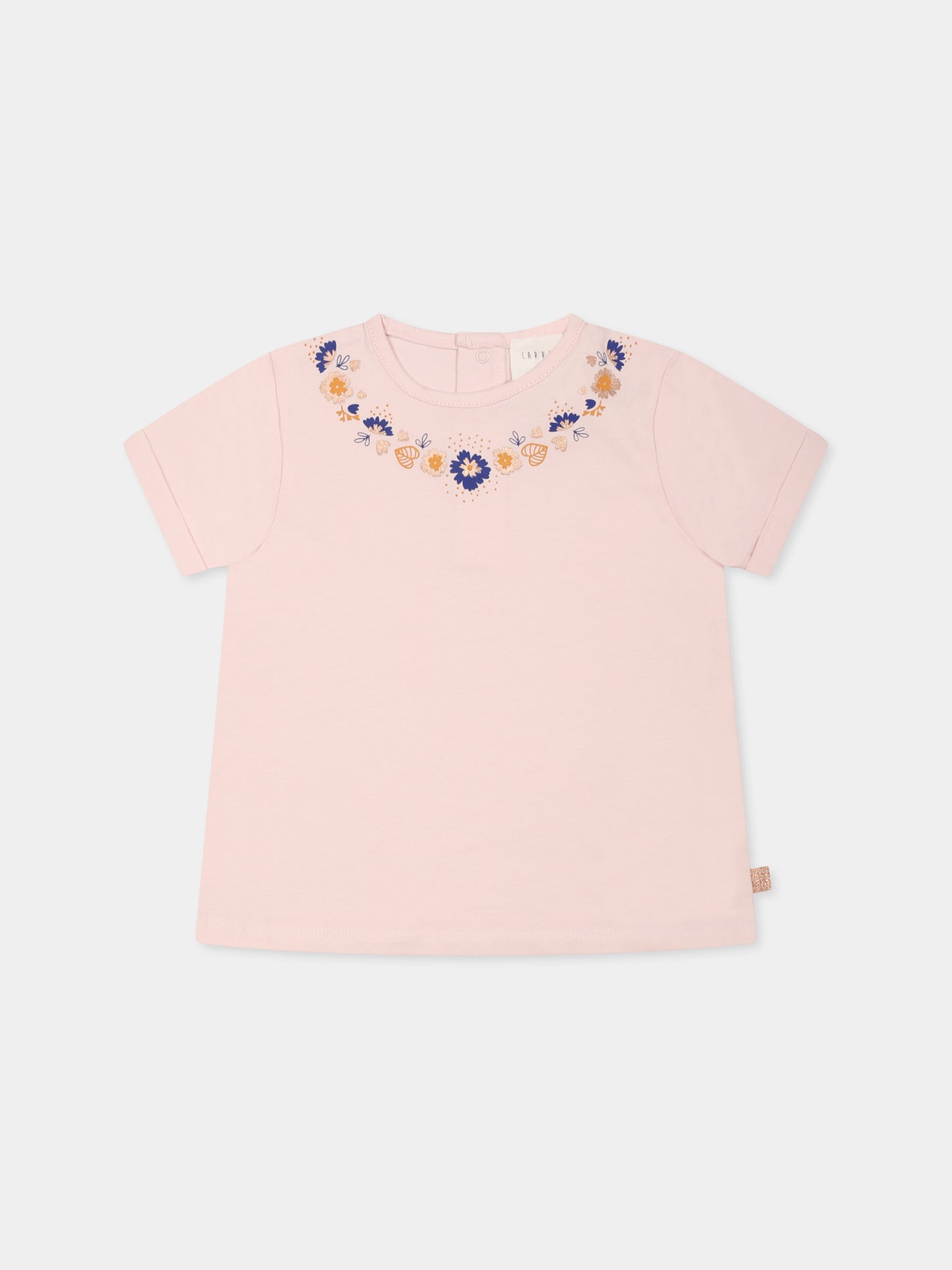 T-shirt rosa per neonata con fiori,Carrement Beau,Y30117 43B