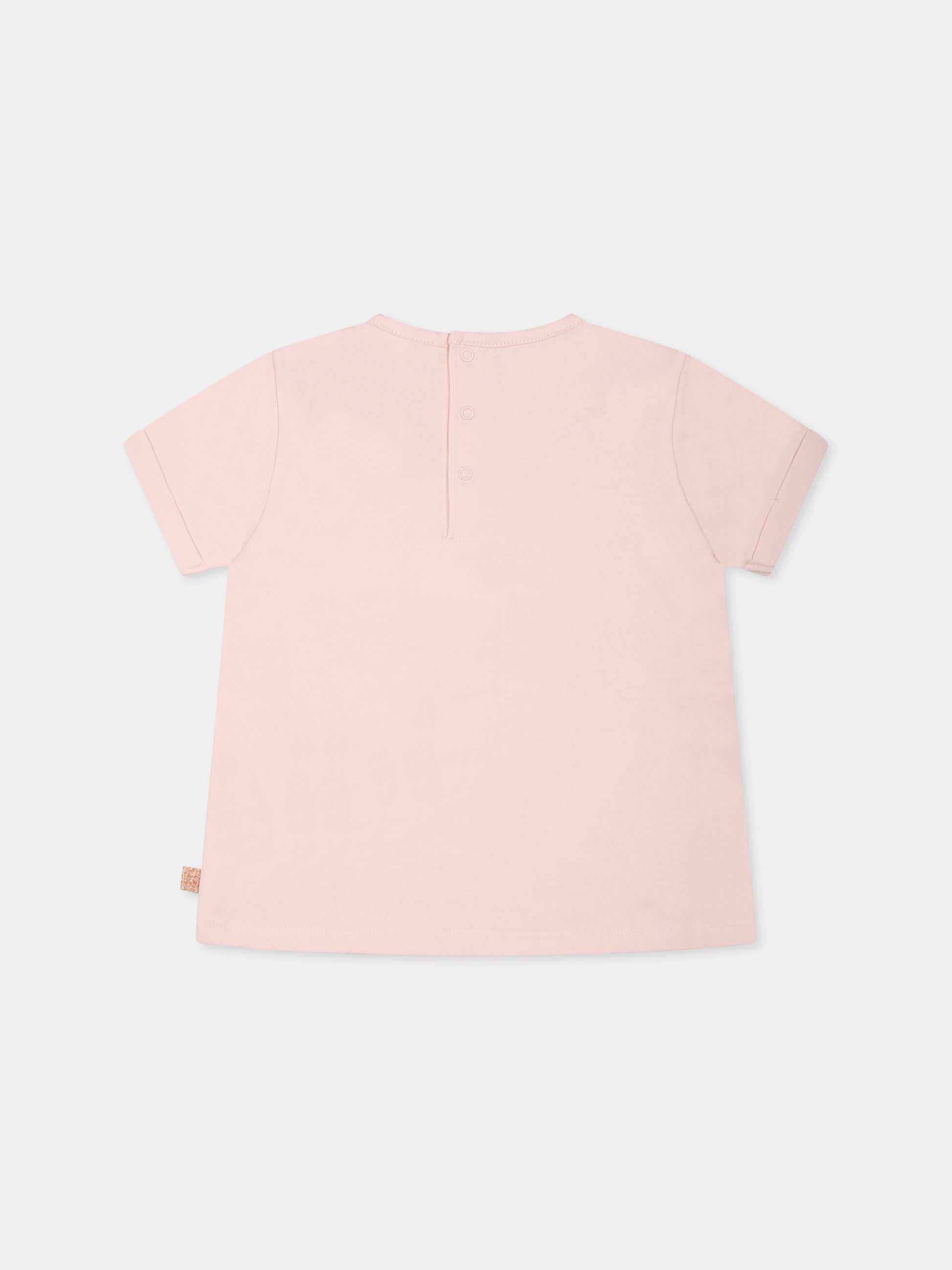 T-shirt rosa per neonata con fiori,Carrement Beau,Y30117 43B