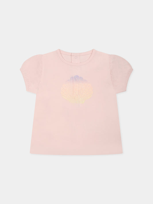 T-shirt rose pour bébé fille avec coque