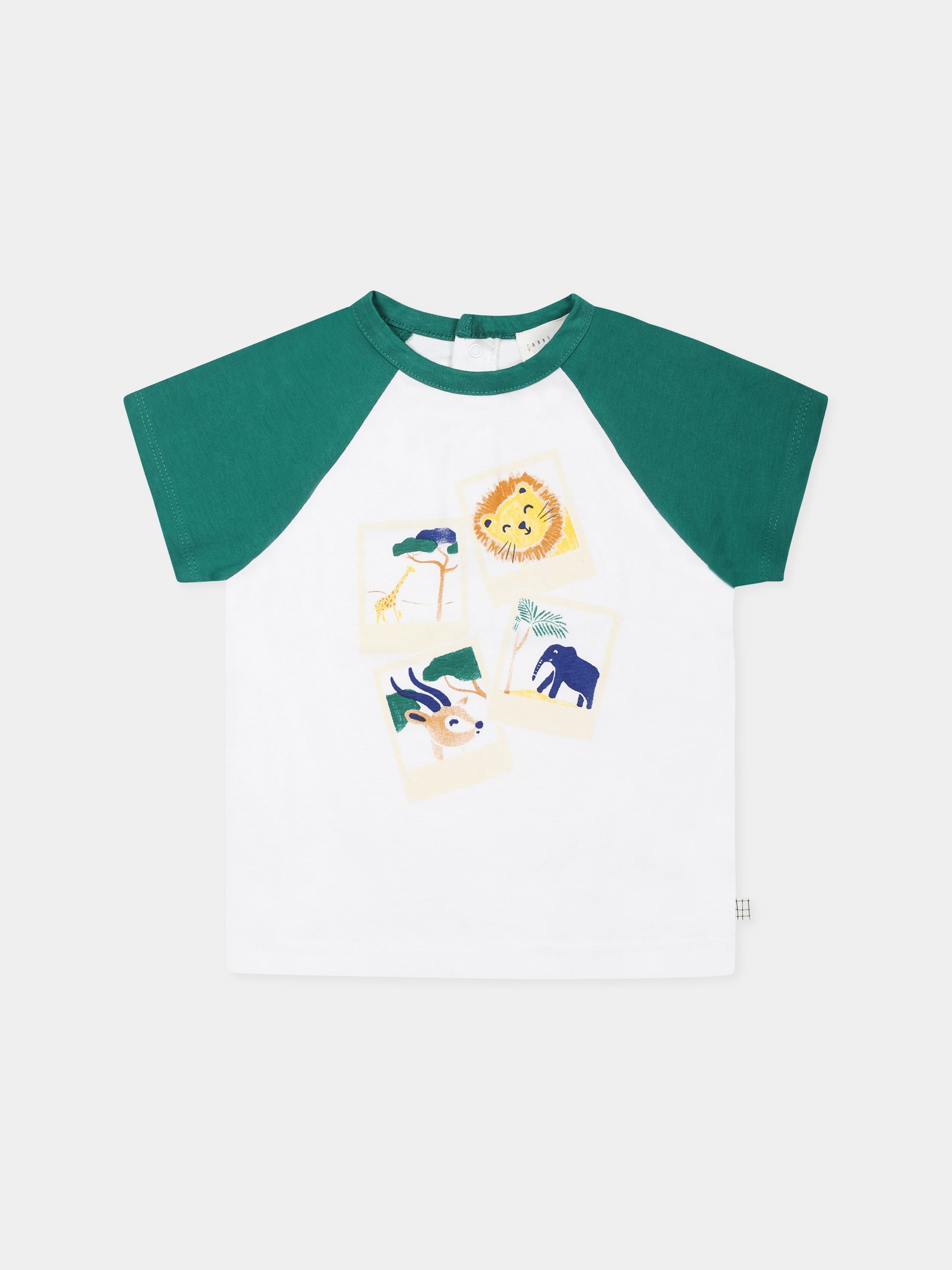 T-shirt bianca per neonato con animali,Carrement Beau,Y30154 N56