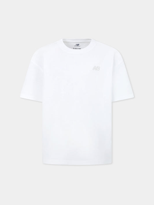 T-shirt blanc pour garçon avec logo