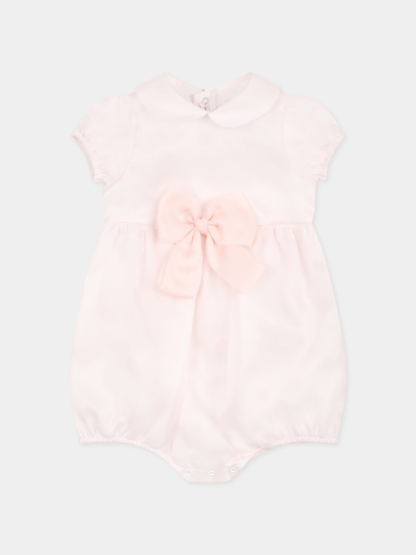 Barboteuse rose pour bébé fille avec noeud