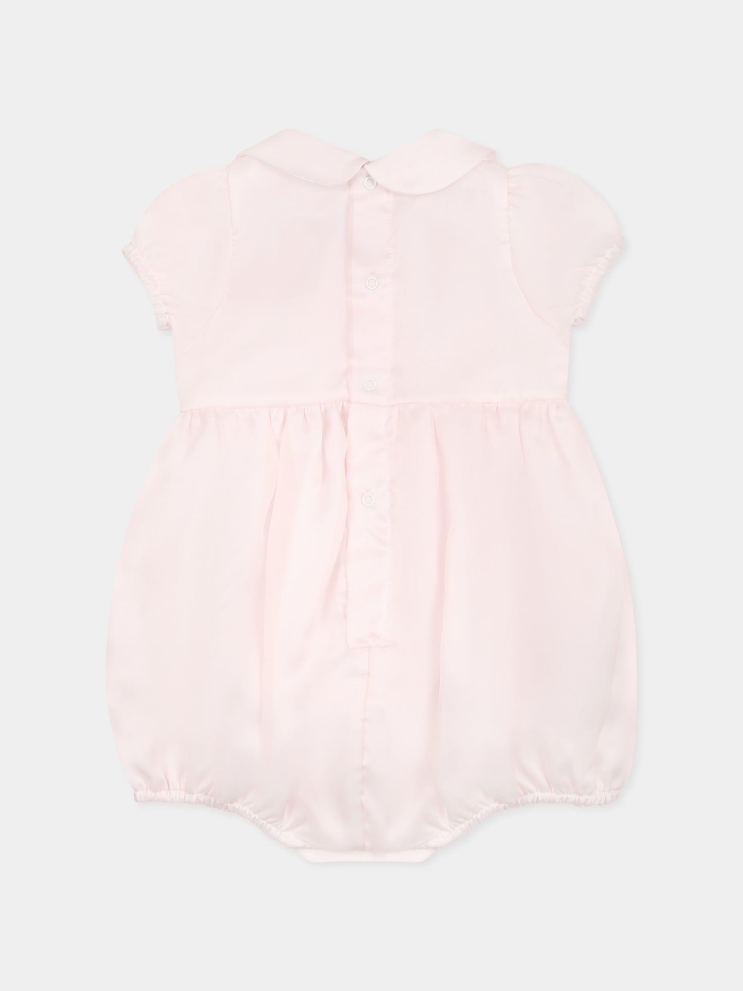 Barboteuse rose pour bébé fille avec noeud