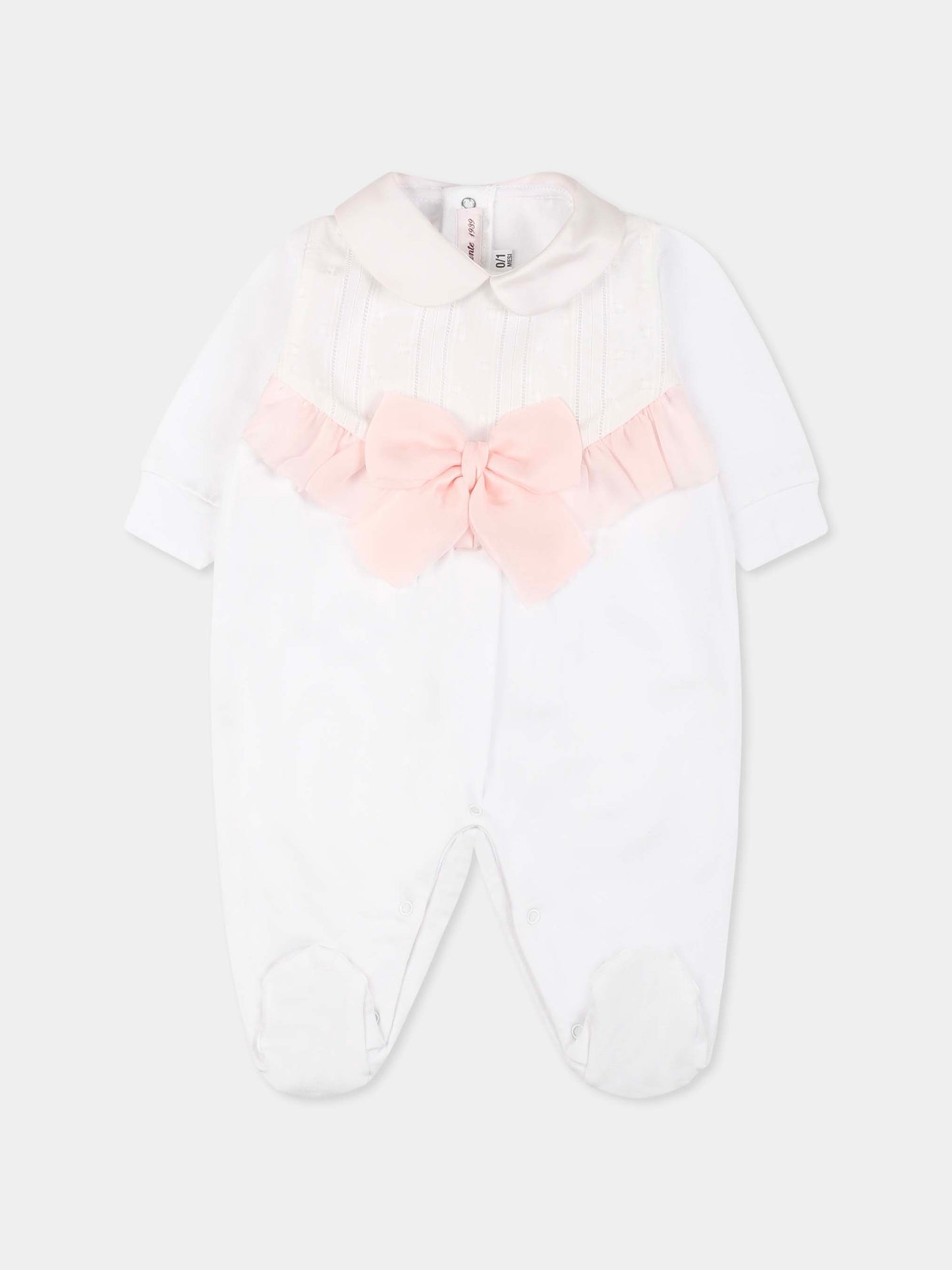 Combinaison blanche pour bébé fille avec  nœud
