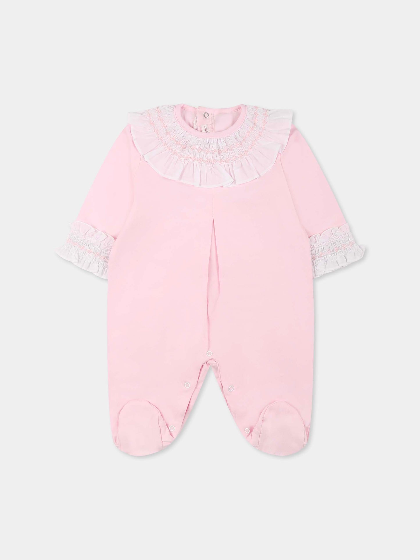 Combinaison rose pour bébé fille avec broderie
