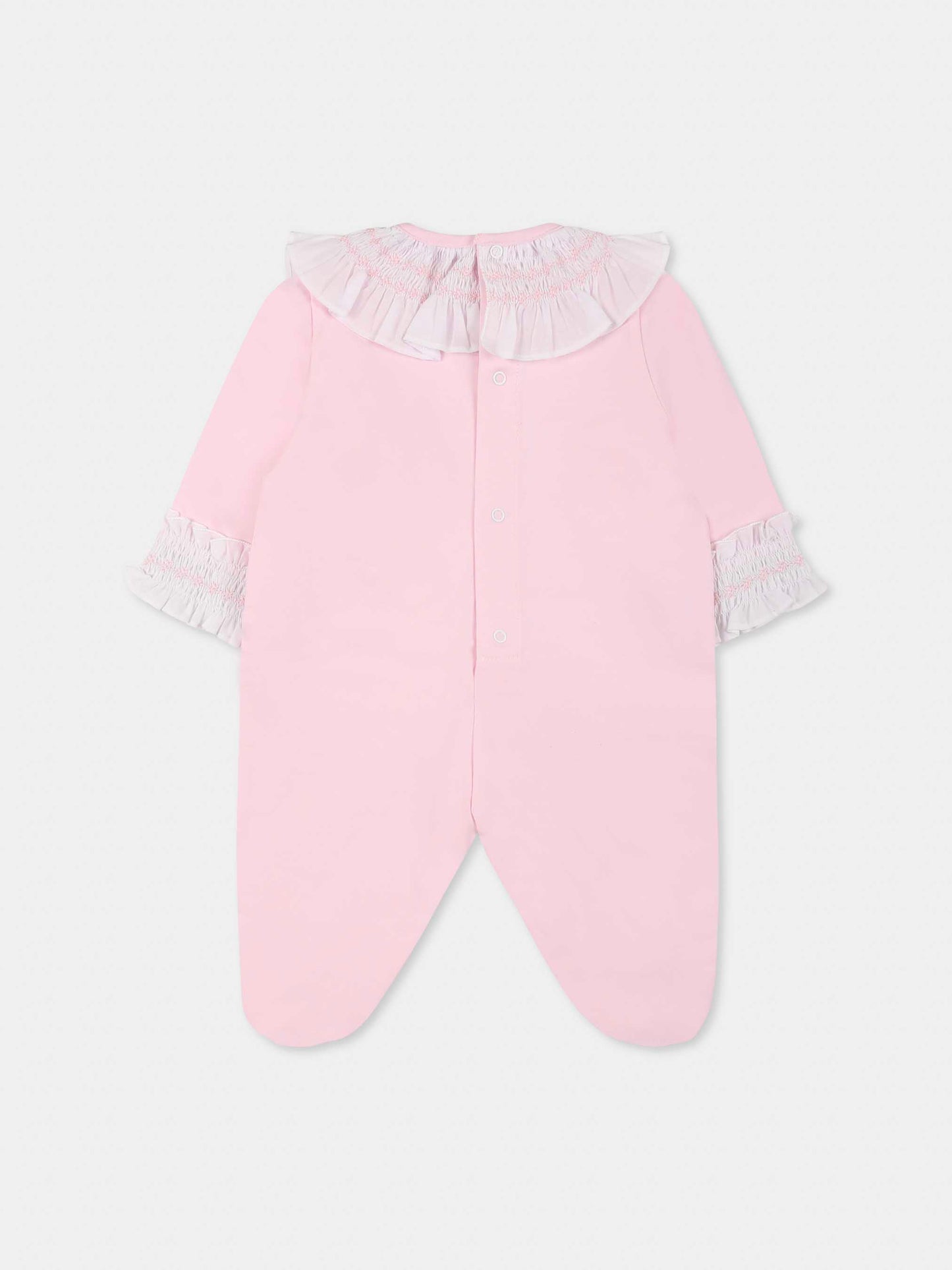 Combinaison rose pour bébé fille avec broderie