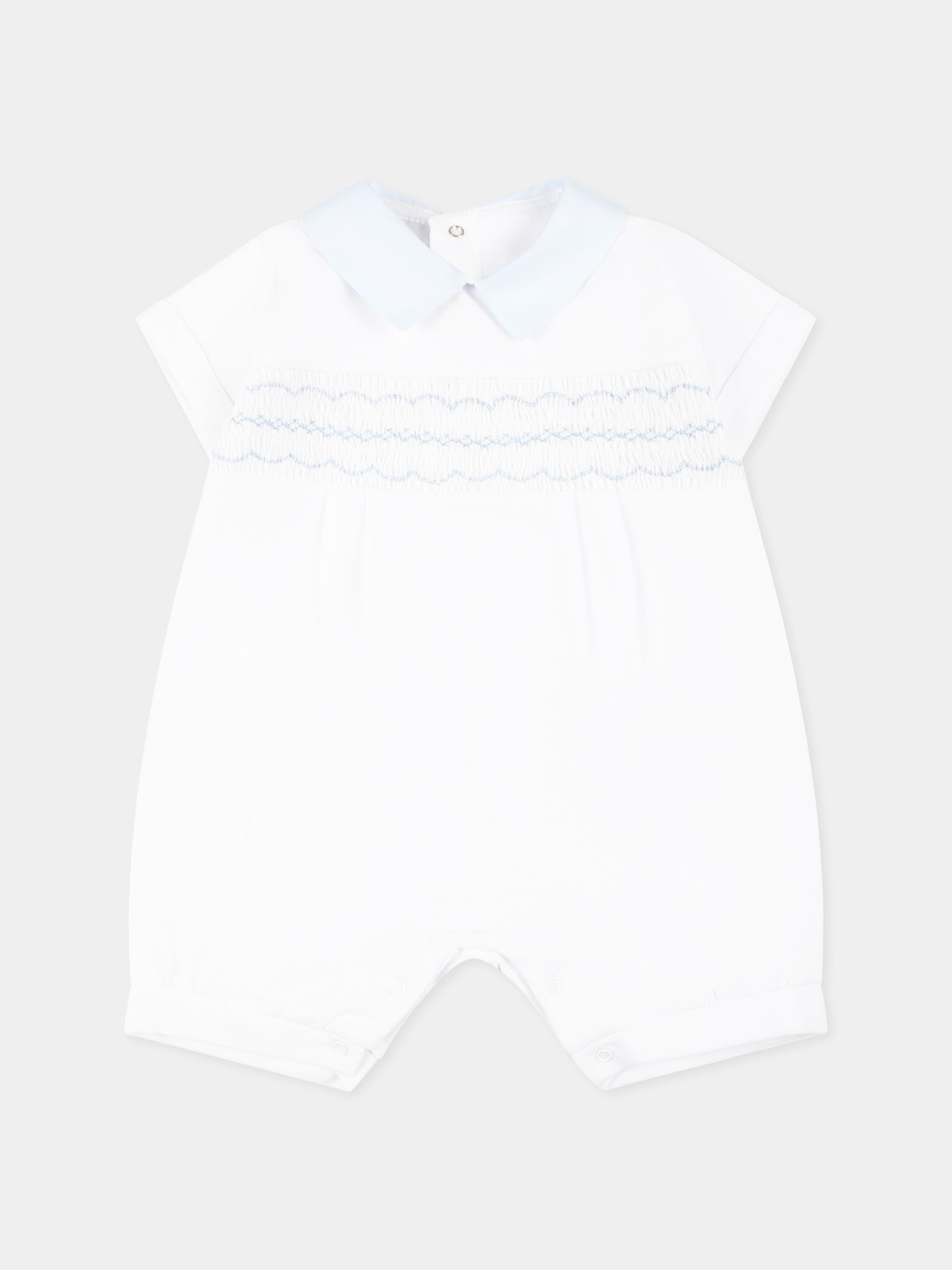 Barboteuse blanche pour bébé garçon avec broderie