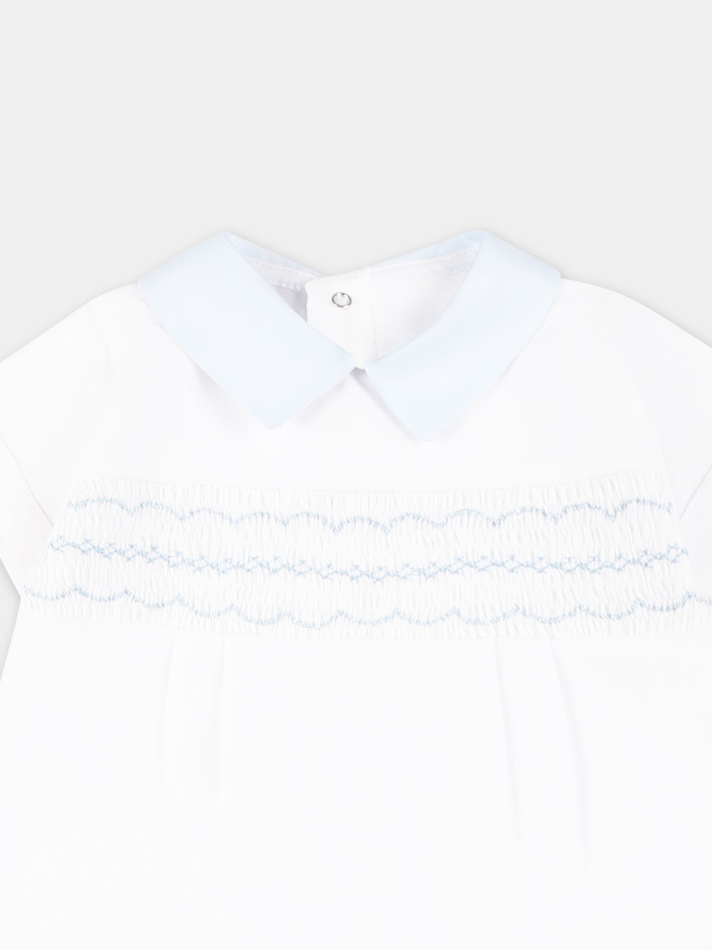 Barboteuse blanche pour bébé garçon avec broderie