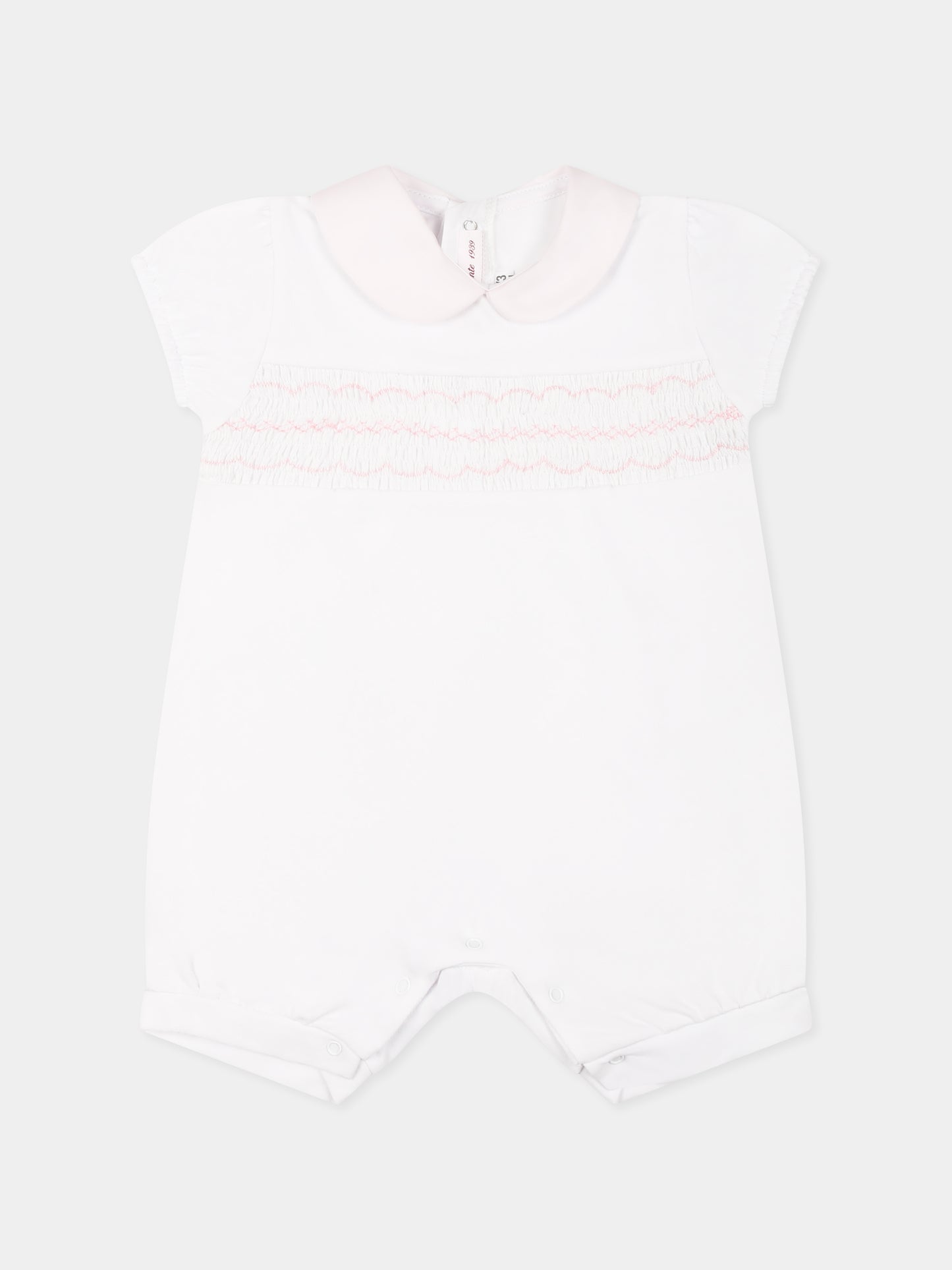 Barboteuse blanche pour bébé fille avec broderie