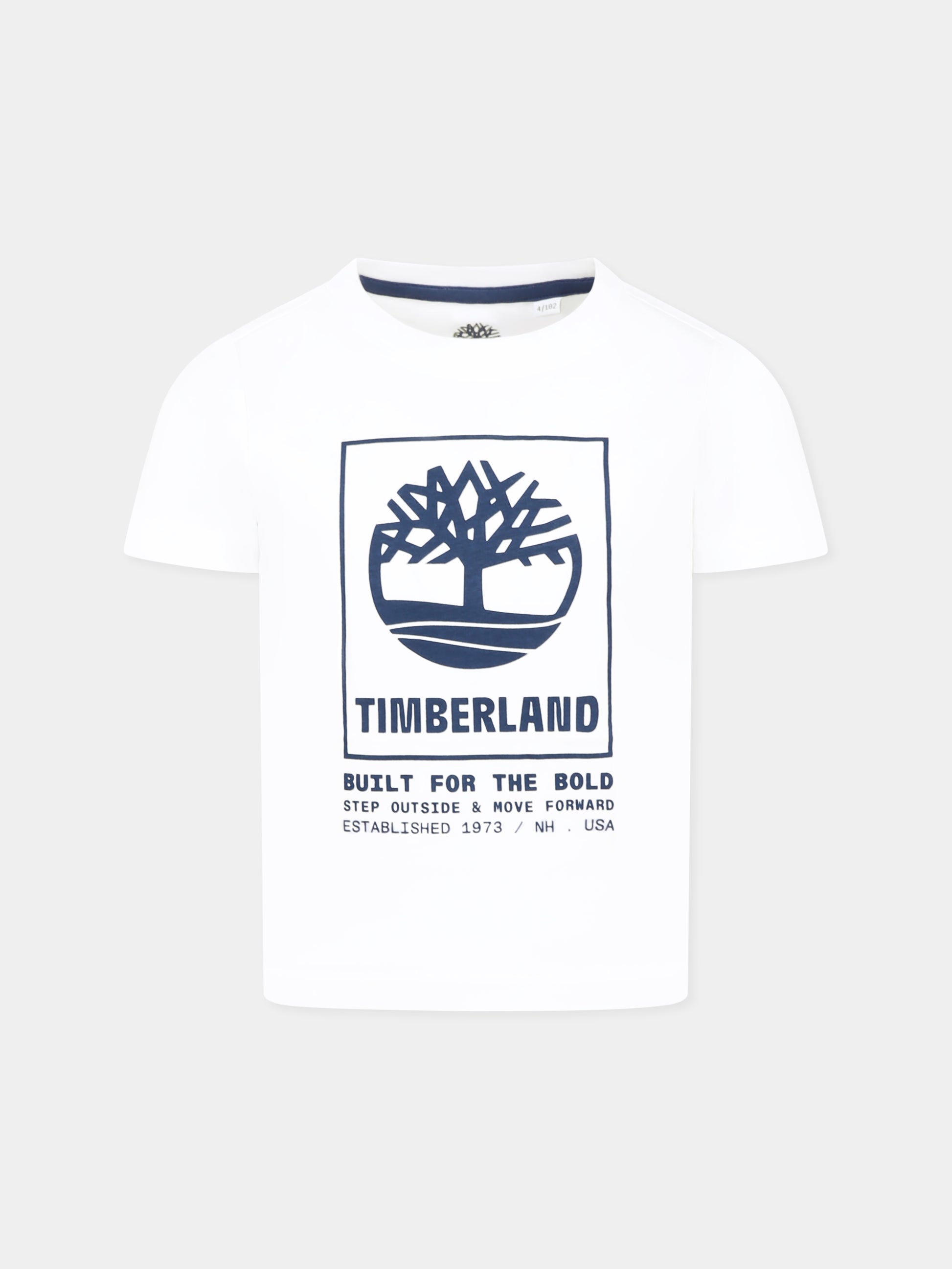 T-shirt bianca per bambino con logo,Timberland,T60082 10P