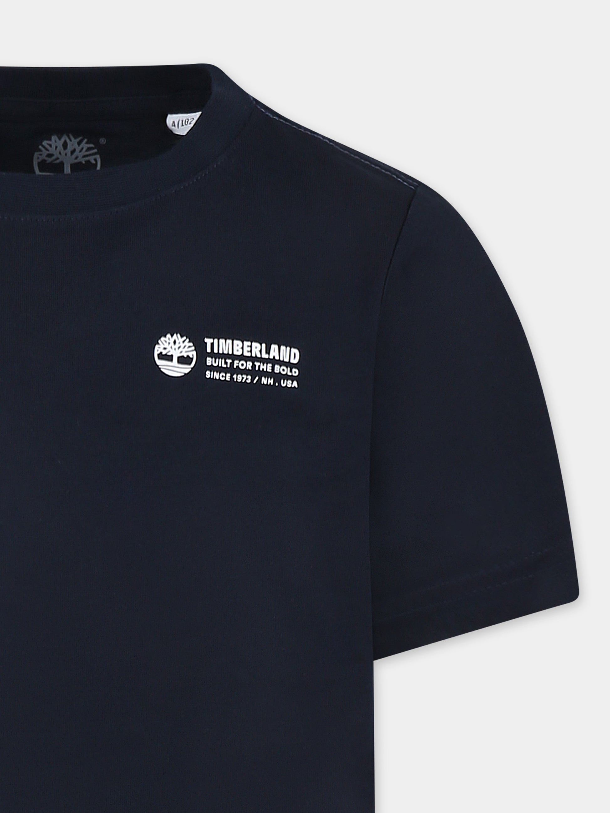 T-shirt blu per bambino con logo,Timberland,T60091 83D