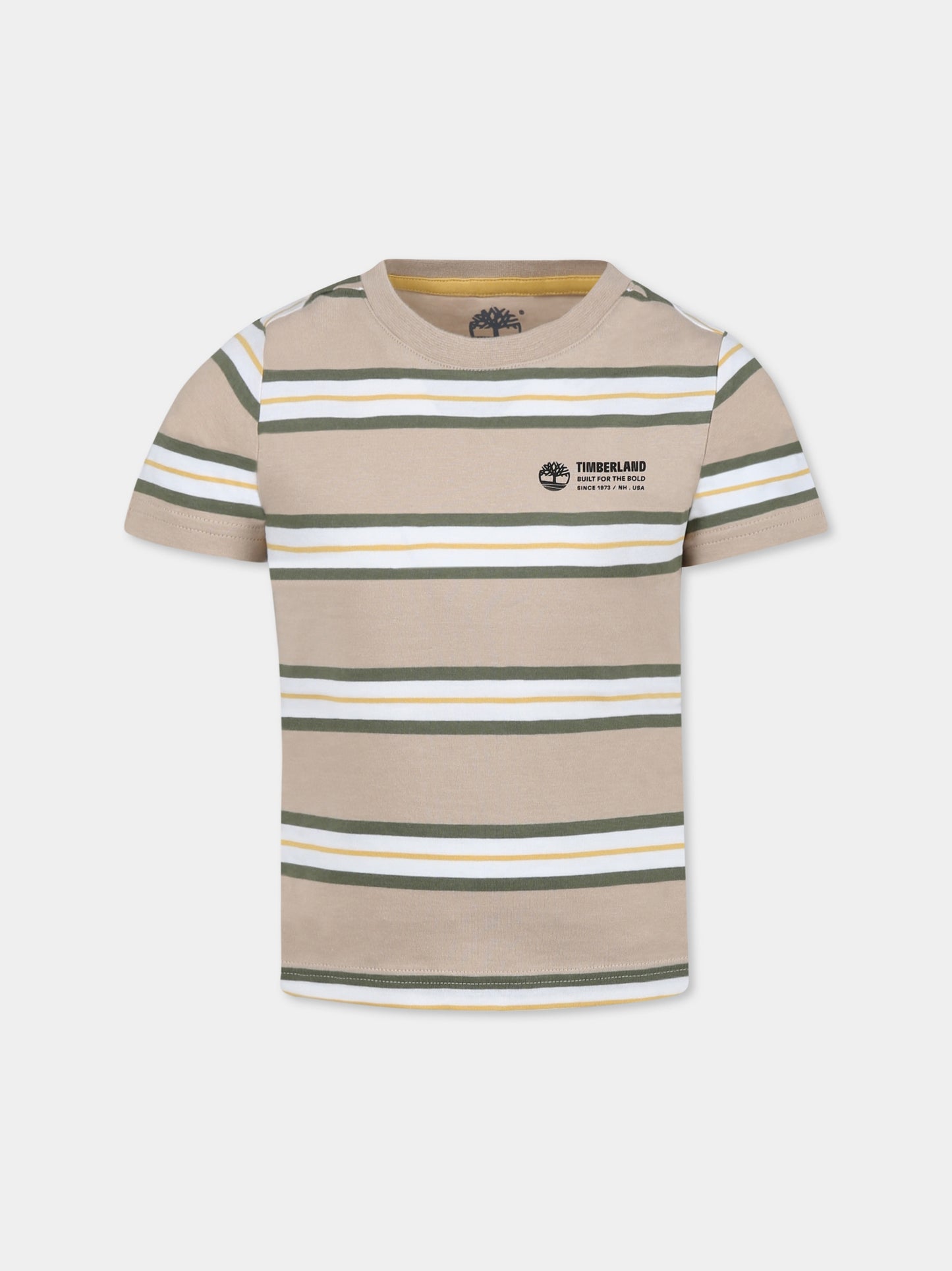T-shirt beige per bambino con logo,Timberland,T60096 252
