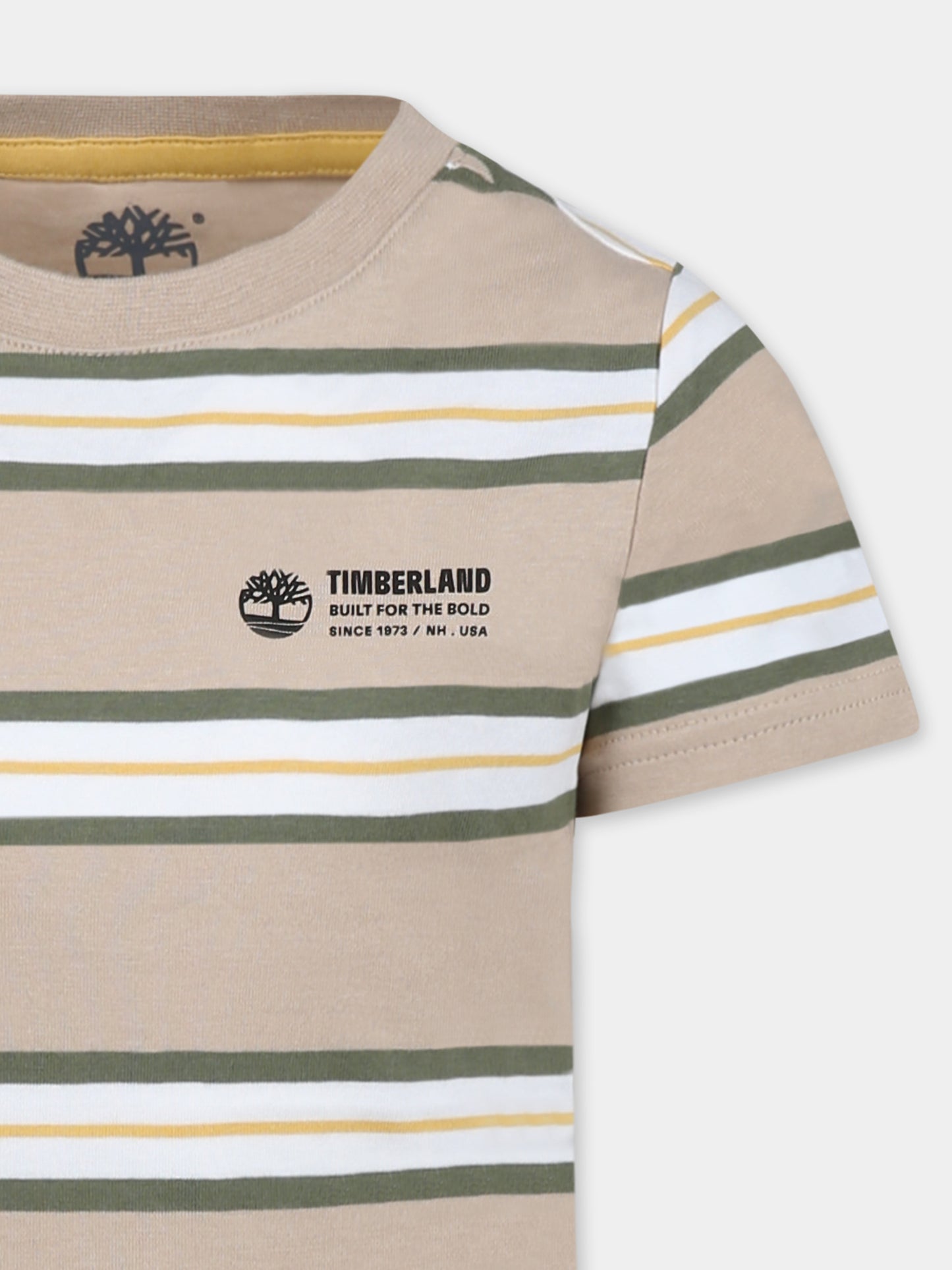 T-shirt beige per bambino con logo,Timberland,T60096 252