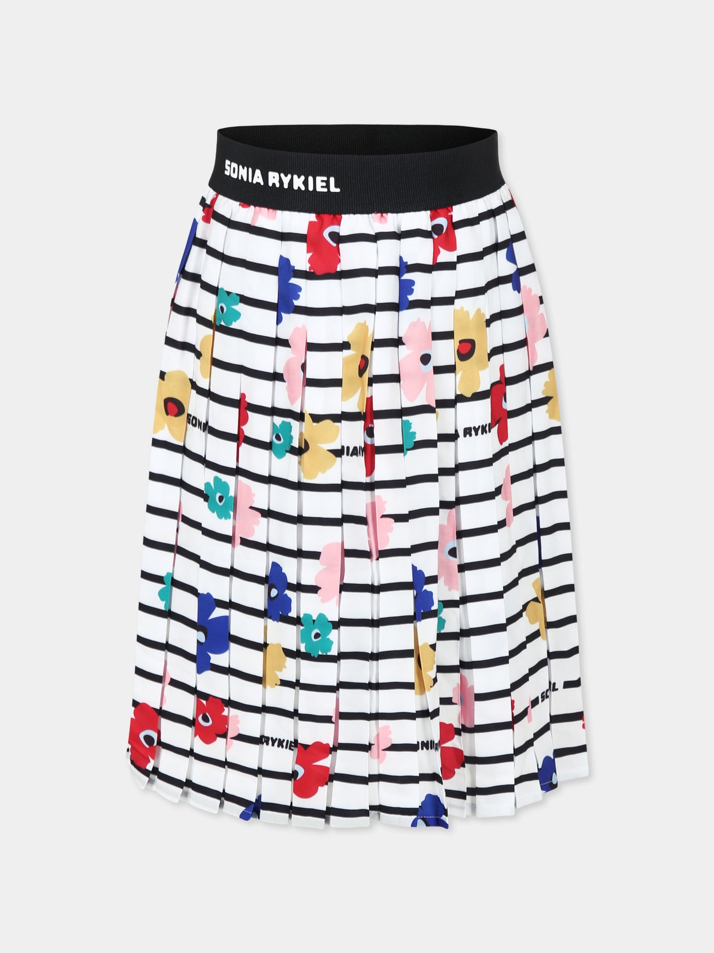 Gonna bianca per bambina con fiori all over,Sonia Rykiel Paris,A00158 10P