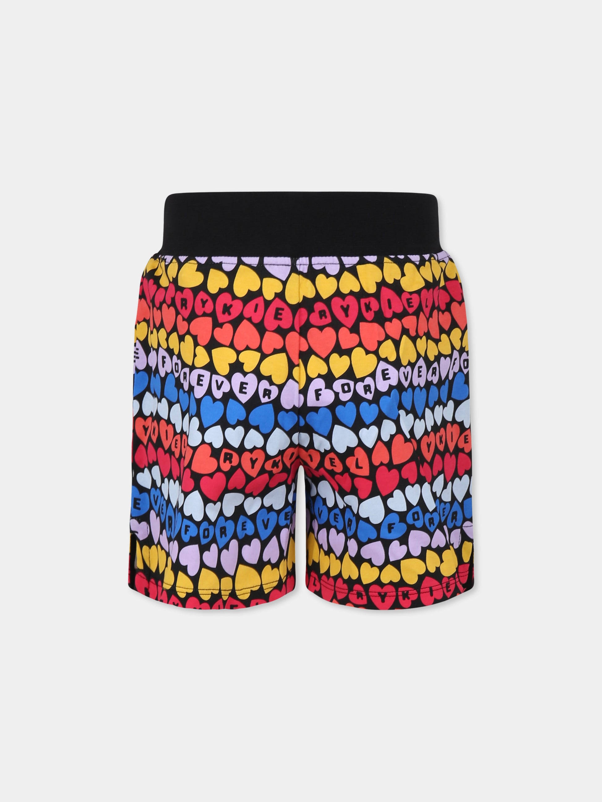 Shorts multicolor per bambina con cuori all over,Sonia Rykiel Paris,A00163 Z41
