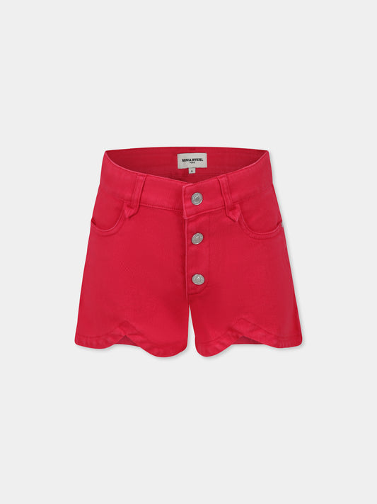 Shorts fucsia per bambina con logo,Sonia Rykiel Paris,A00170 98D