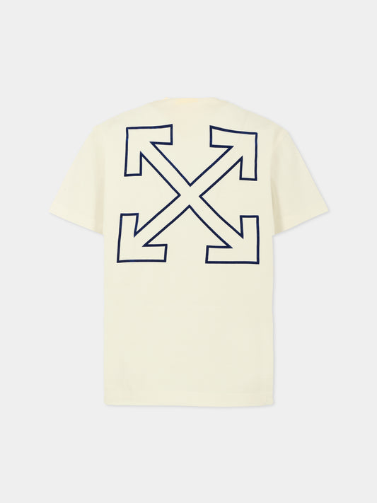T-shirt bianca per bambino con frecce,Off White,OBAA002F25JER00D0145