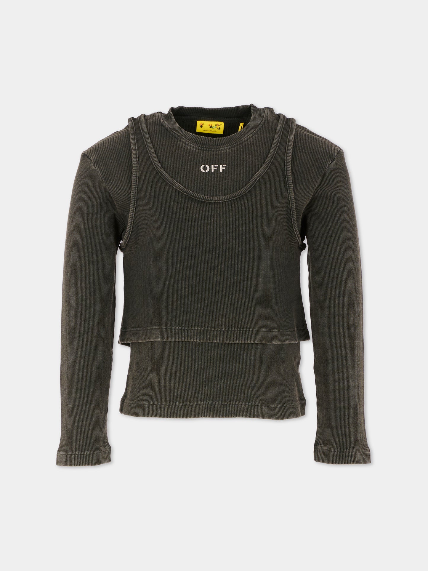 T-shirt crop grigia per bambina con logo,Off White,OGAB00BF25JER0010701