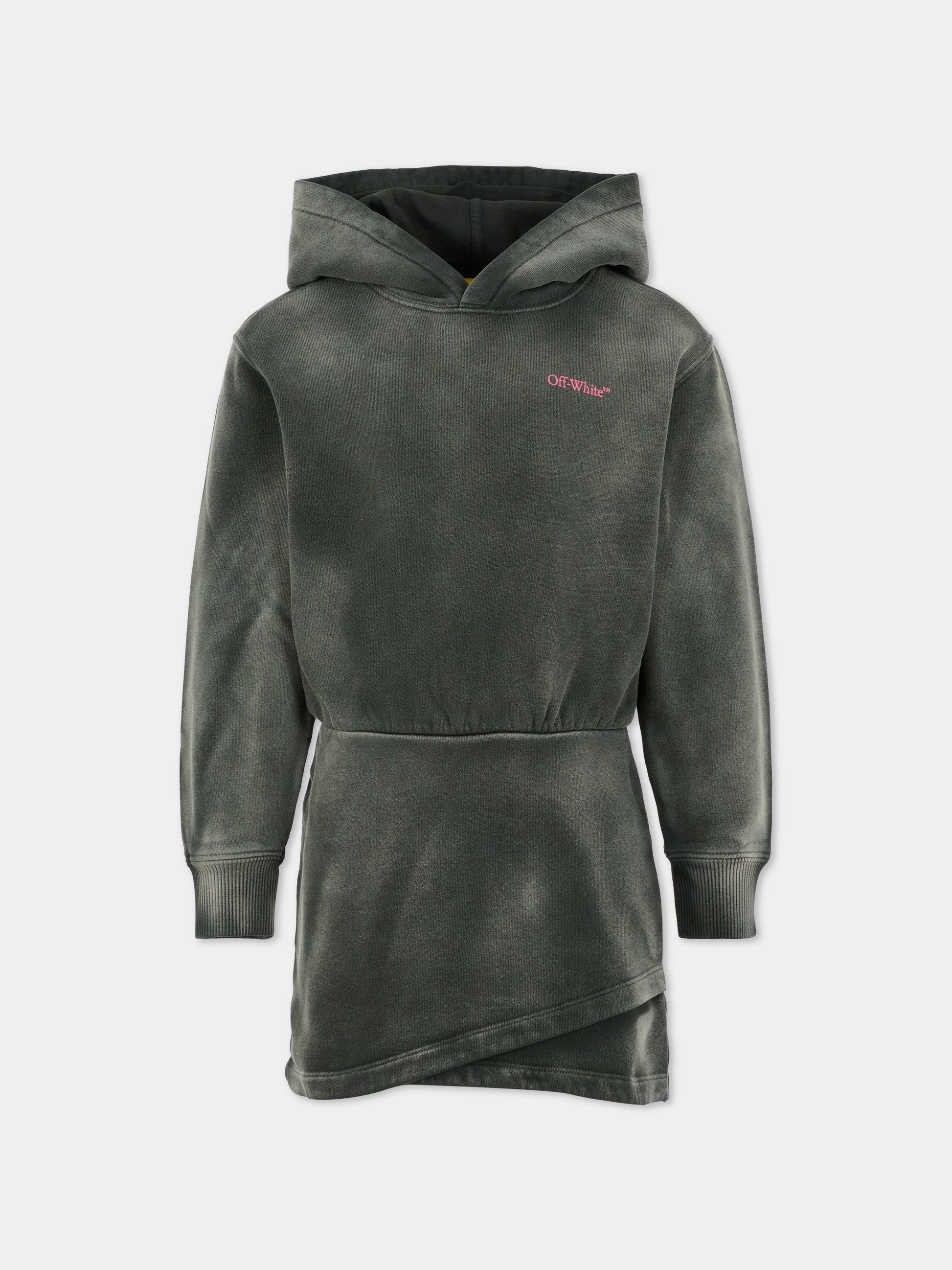 Vestito grigio per bambina con logo,Off White,OGDF005F25FLE0020732