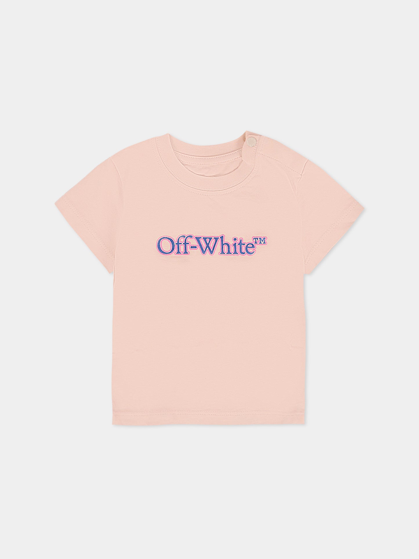 T-shirt rosa per neonata con logo,Off White,OGXB001F25JER0013B45