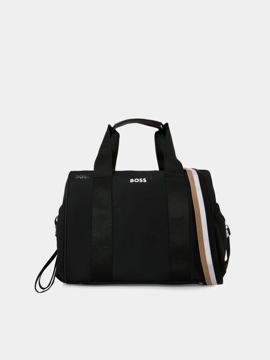 Borsa mamma nera per neonati con logo bianco,Boss,J52679 09B