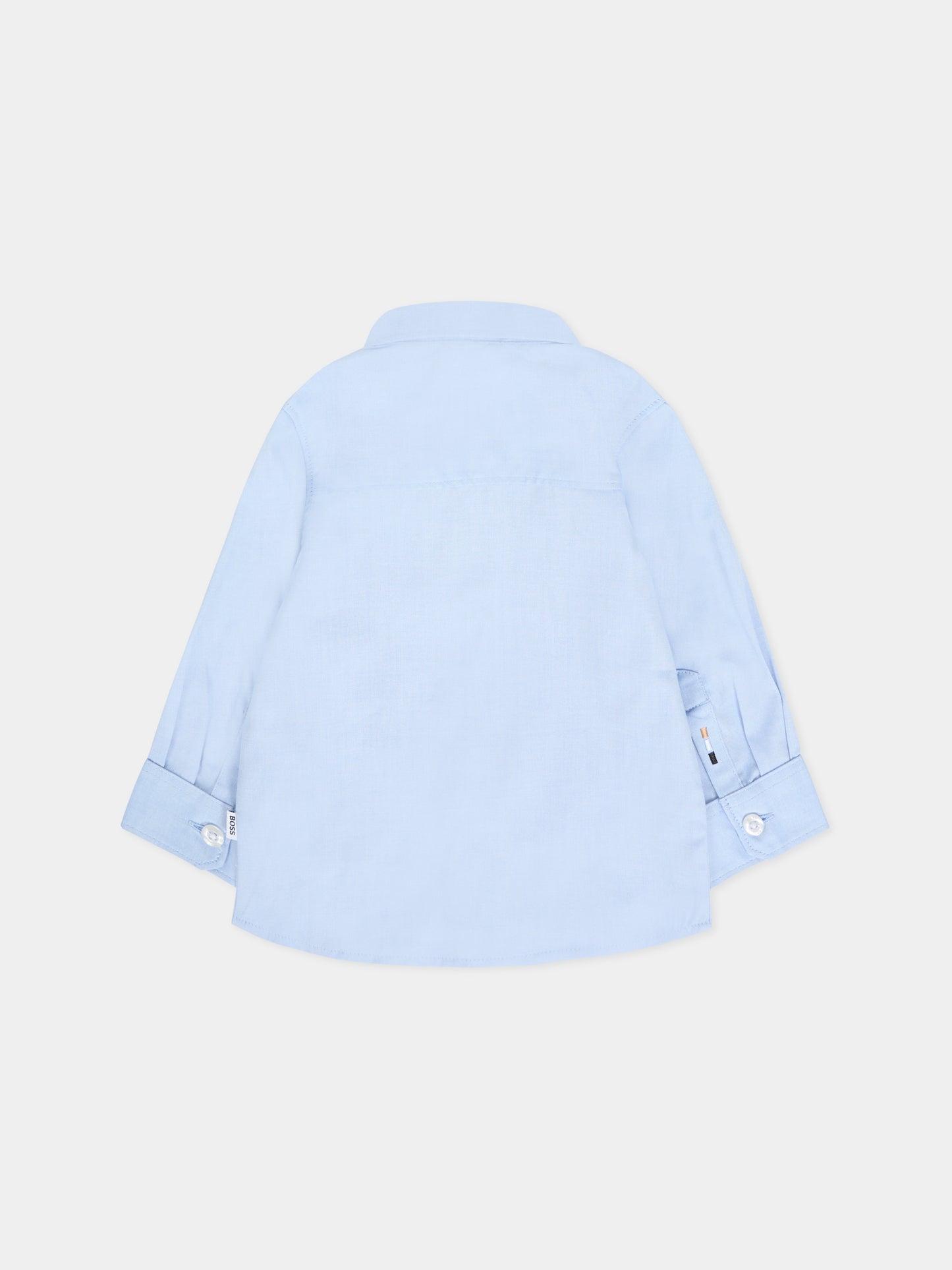 Camicia azzurra per neonato con logo bianco,Boss,J52681 77D