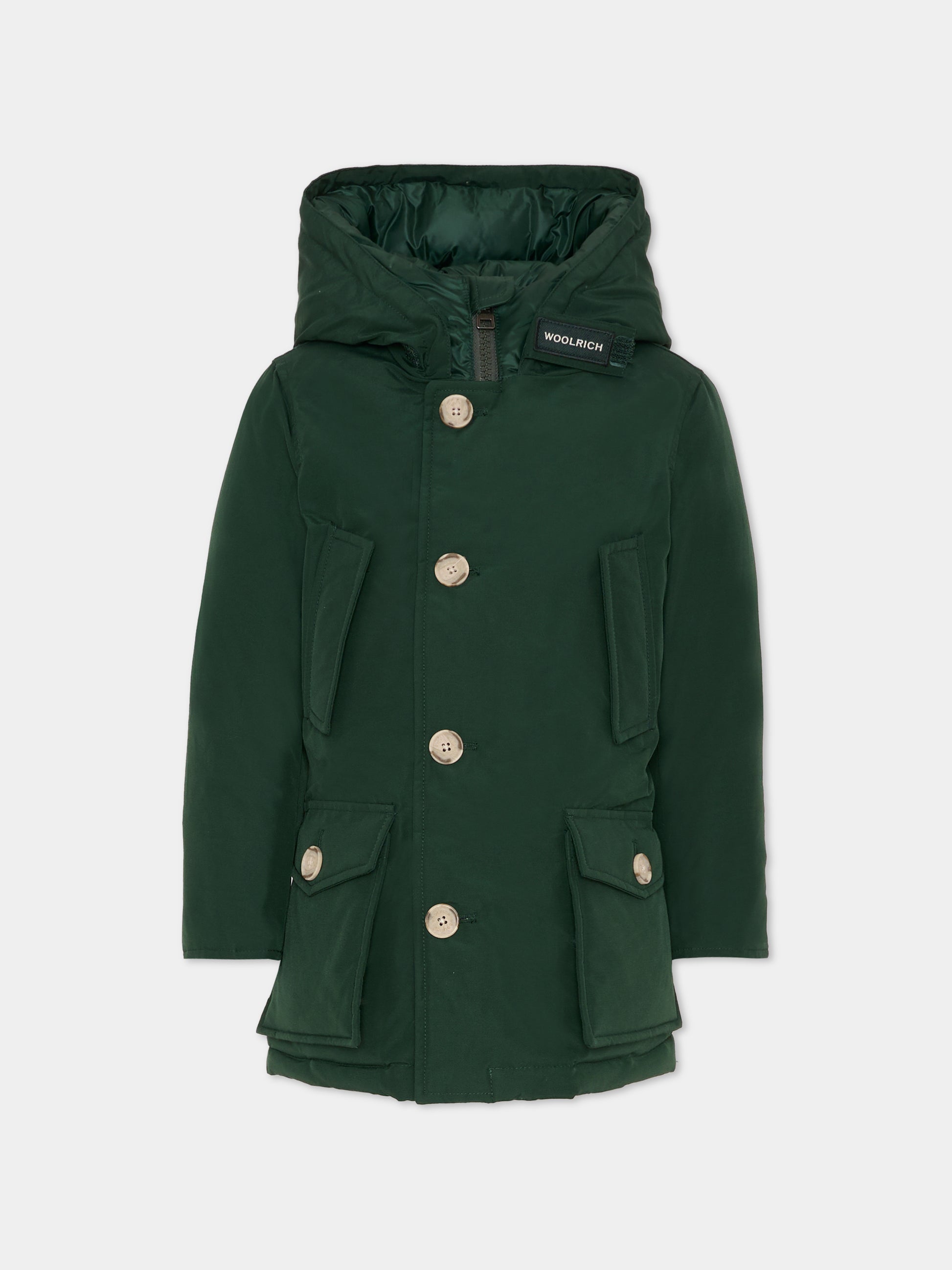 Parka Arctic verde per bambino con logo,Woolrich Kids,CFWKOU0188MRUT0641 - UT0641 - DHG